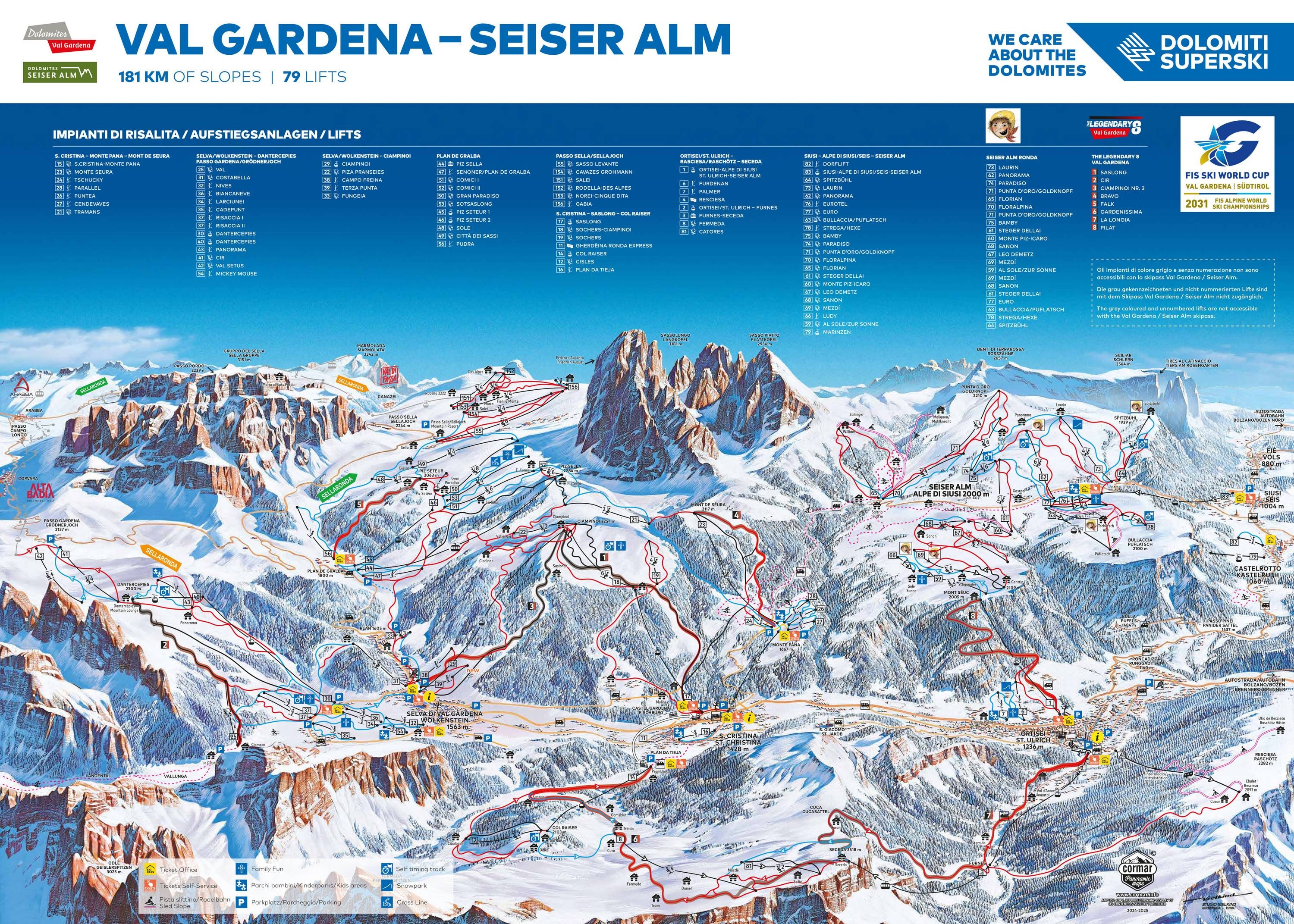 Val Gardena (Gröden) trail map