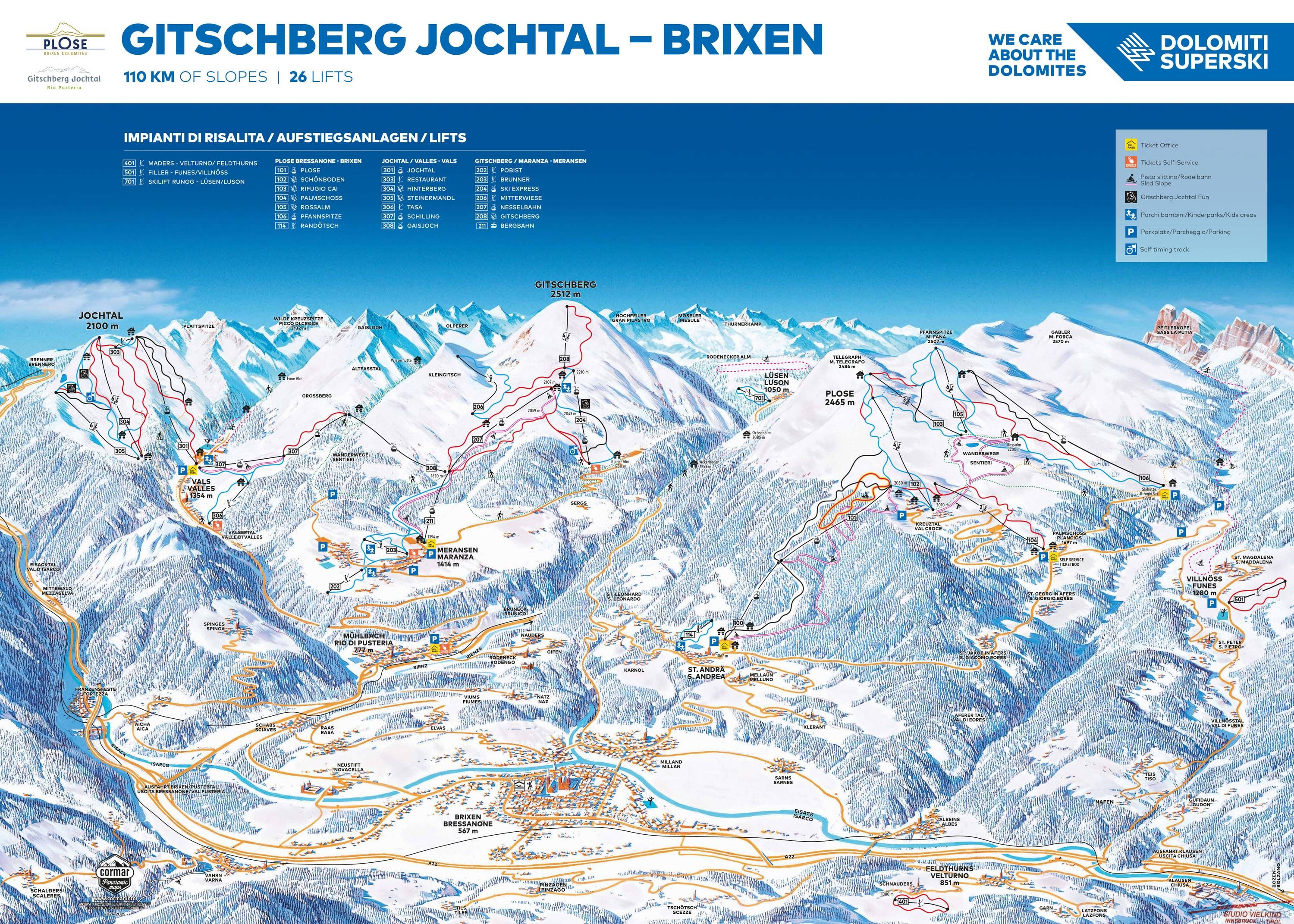 Funes (Villnöss) trail map