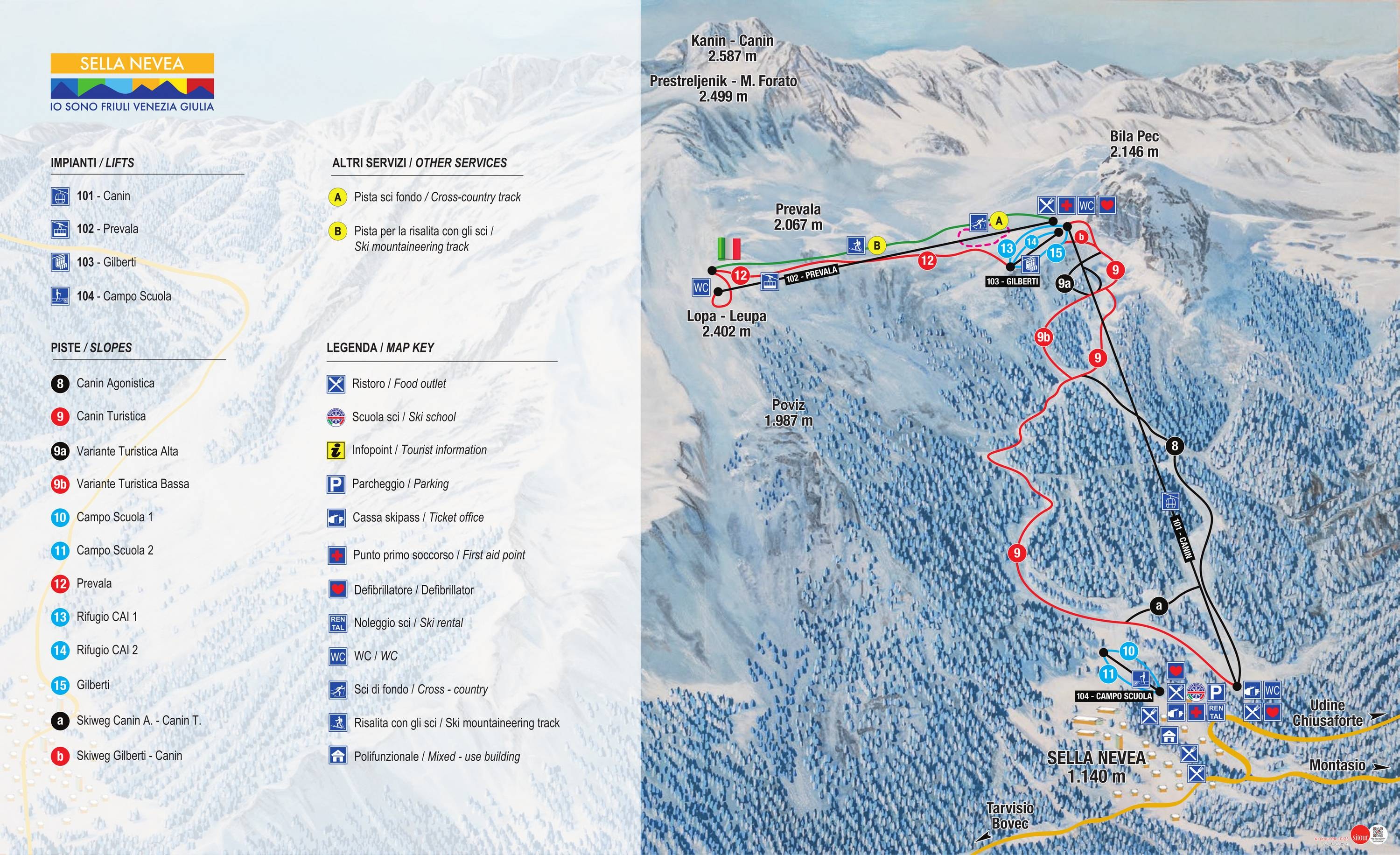 Kanin – Sella Nevea/Bovec trail map