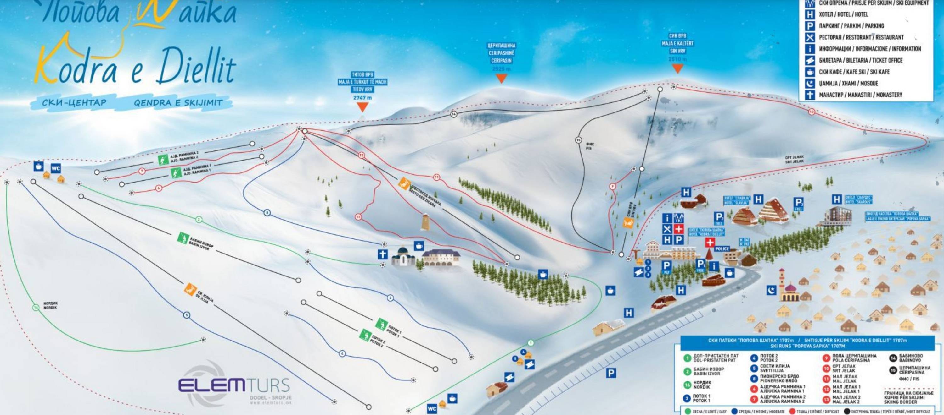 Popova Sapka trail map