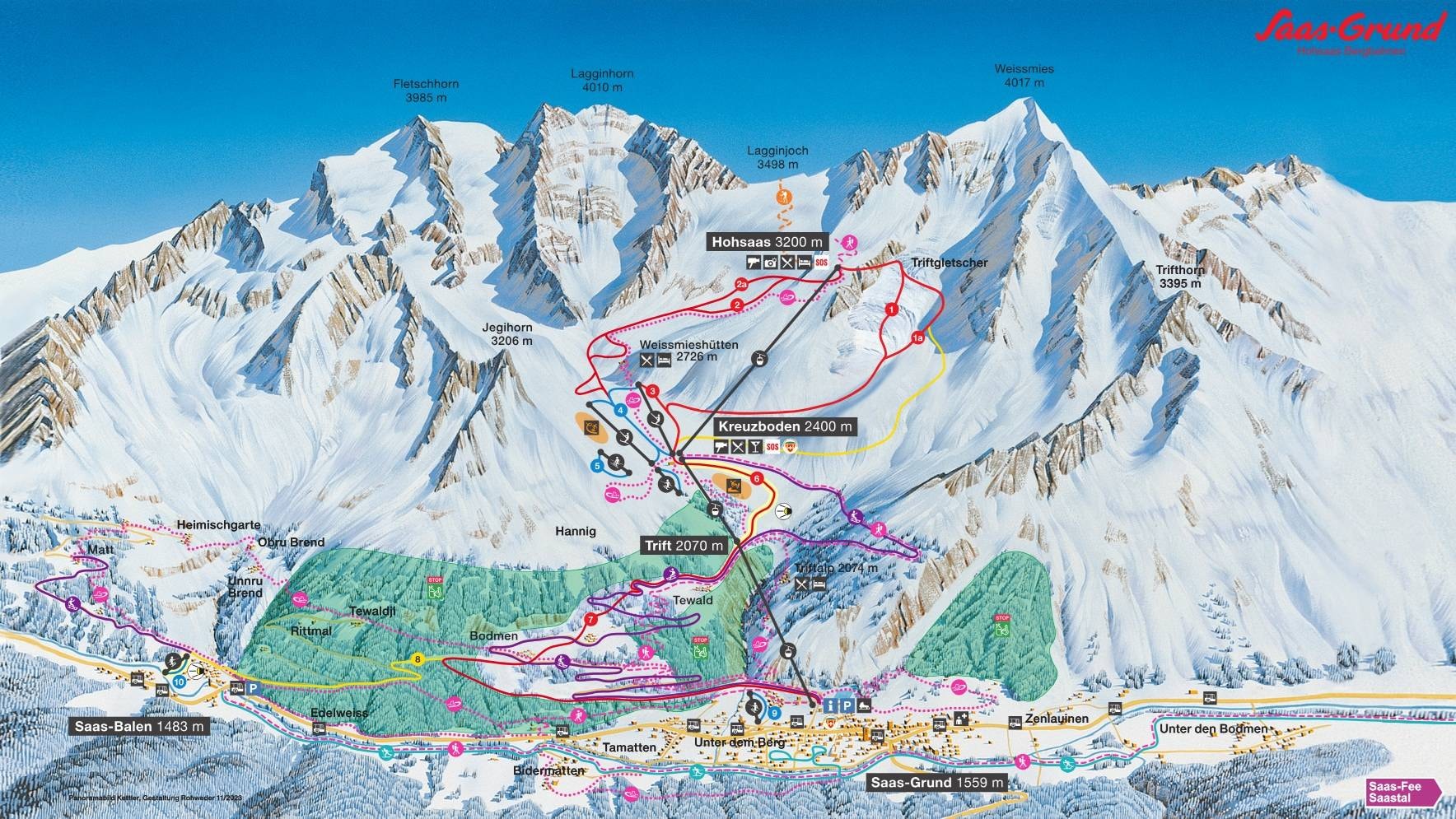 Hohsaas – Saas-Grund trail map