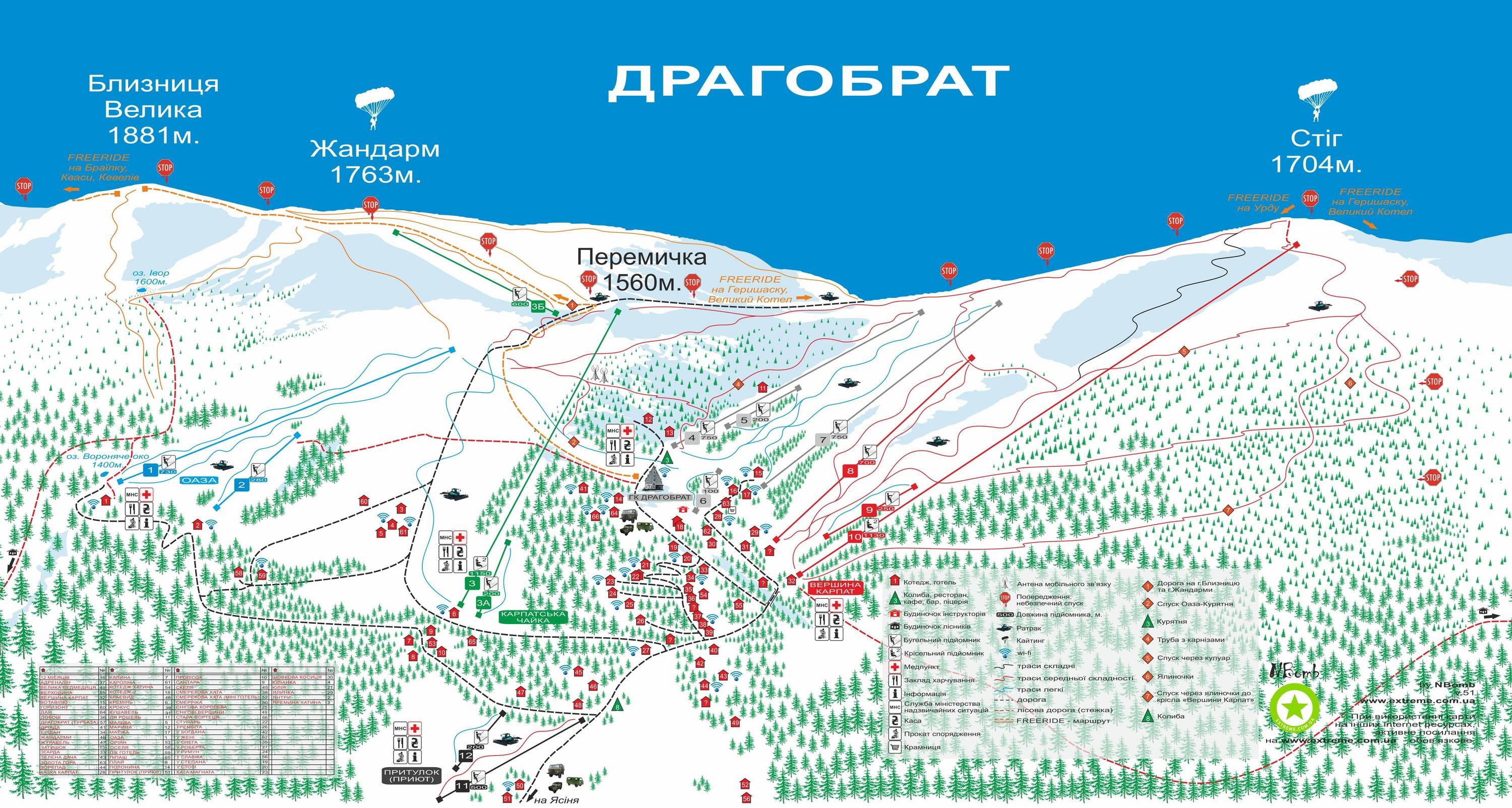 Dragobrat trail map
