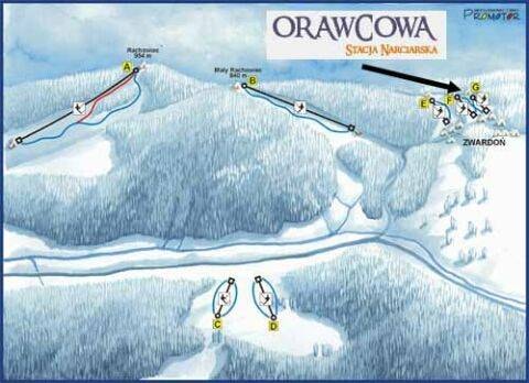 Orawcowa – Zwardón trail map