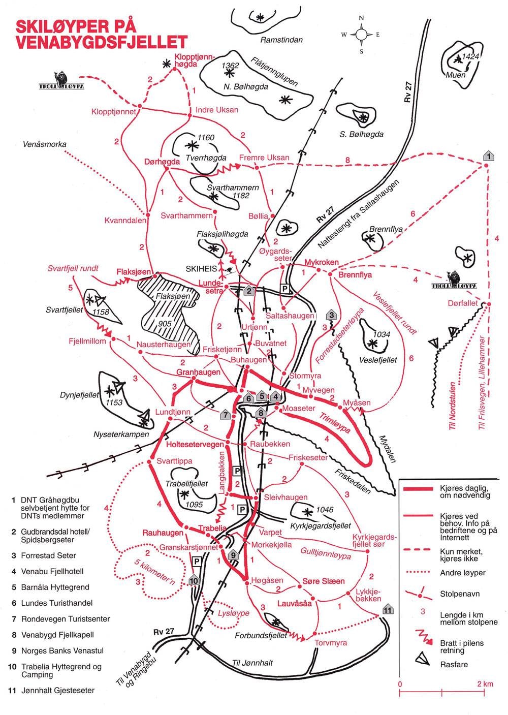 Venabygdsfjellet trail map