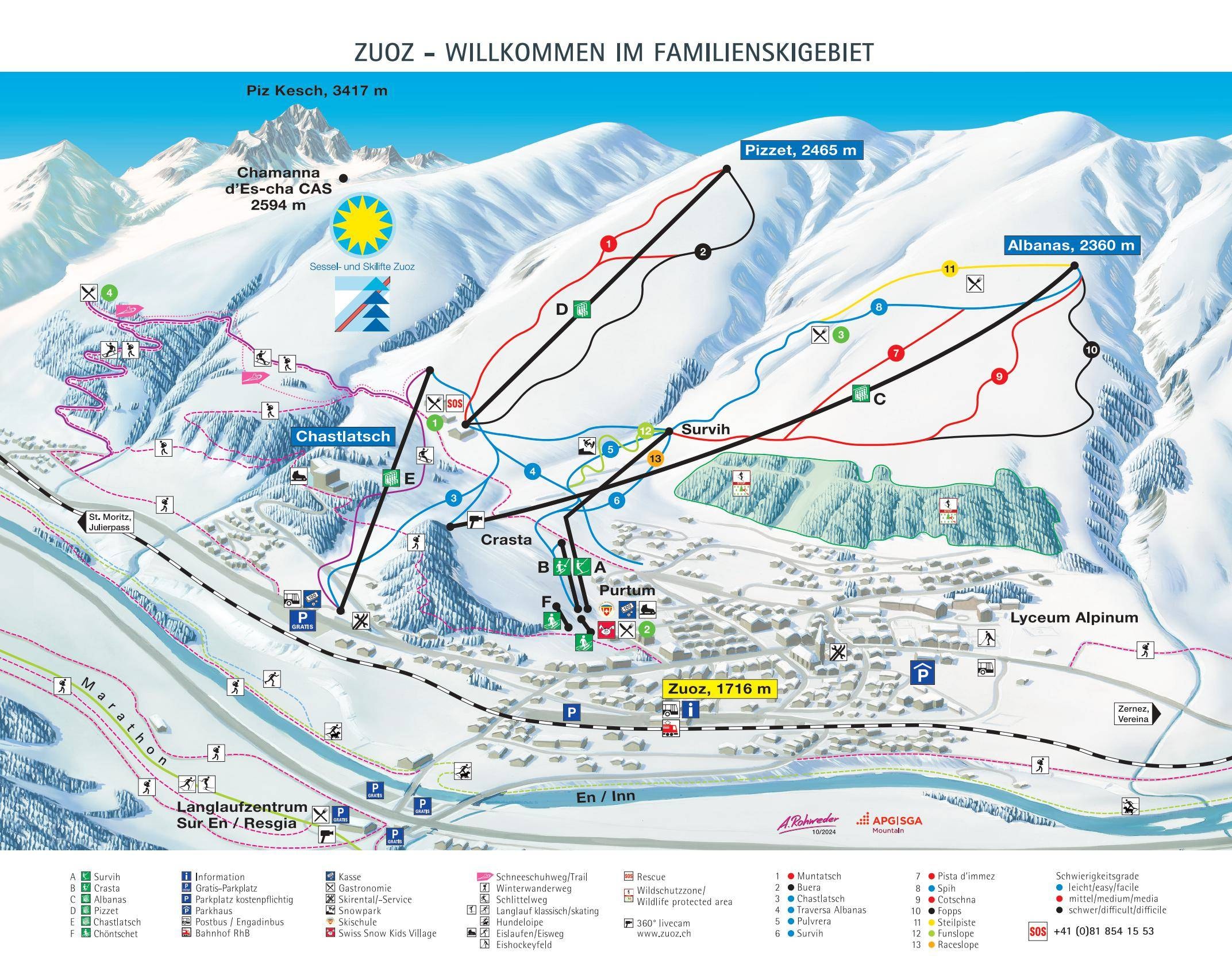Zuoz – Pizzet/Albanas trail map