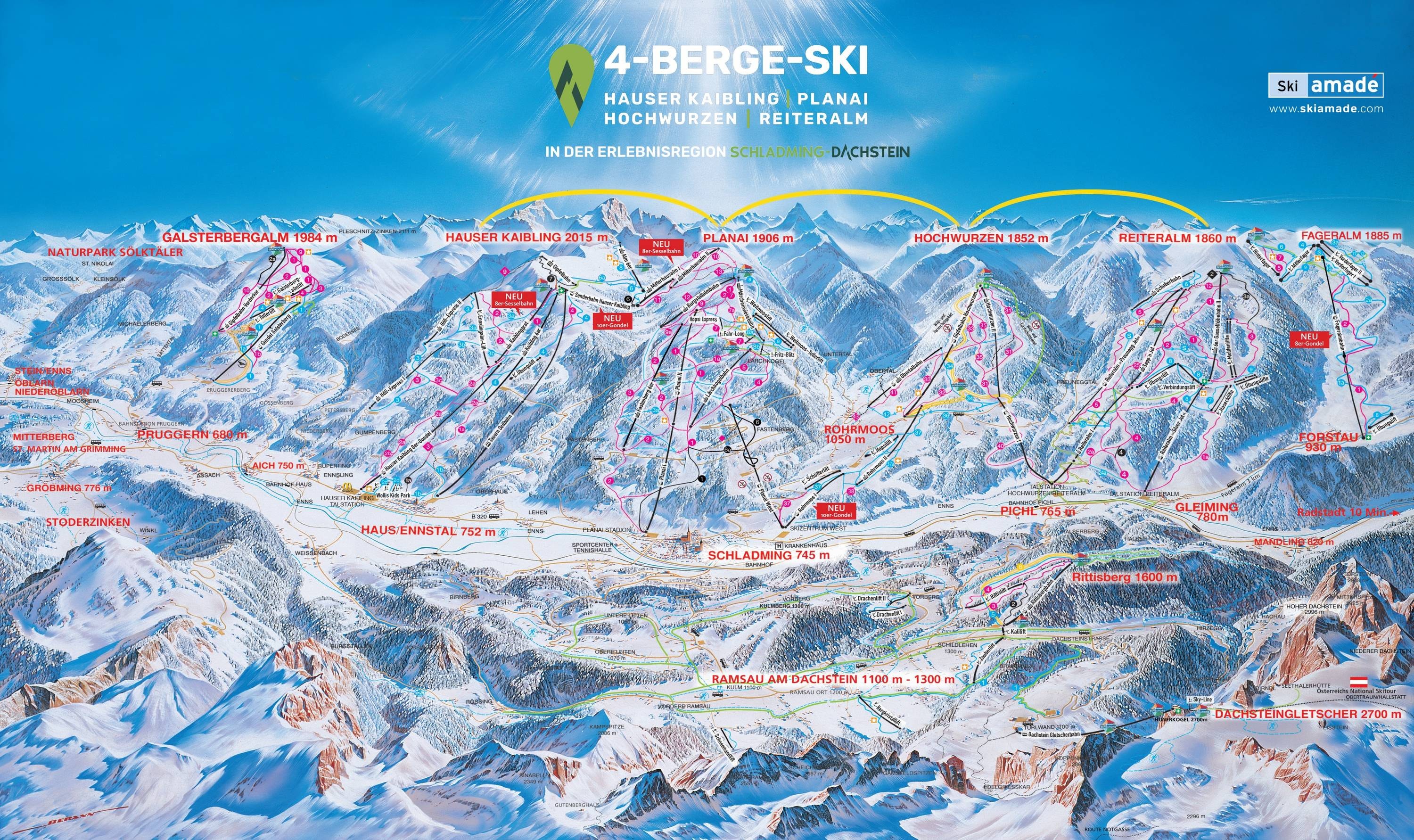 Schladming – Planai/Hochwurzen/Hauser Kaibling/Reiteralm (4-Berge-Skischaukel) trail map