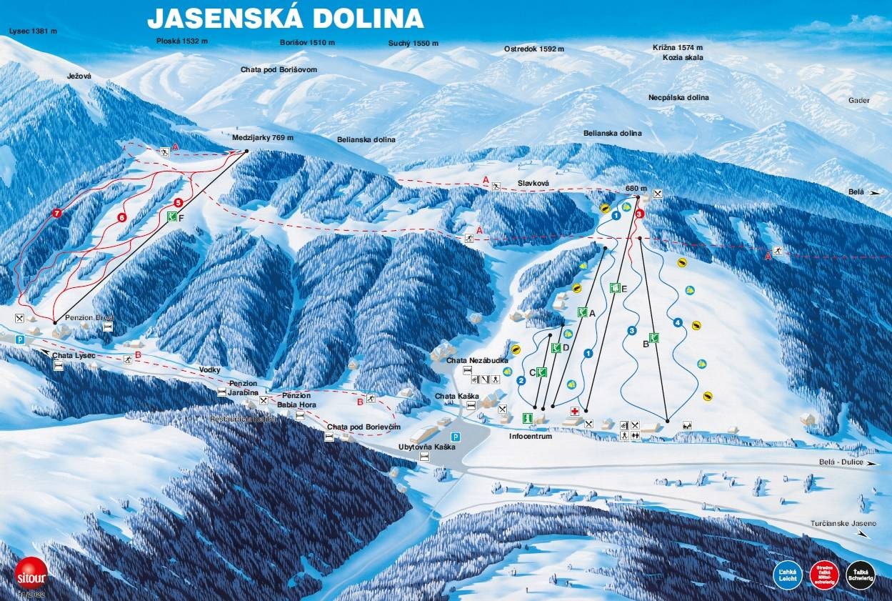 Jasenská Dolina – Belá-Dulice trail map