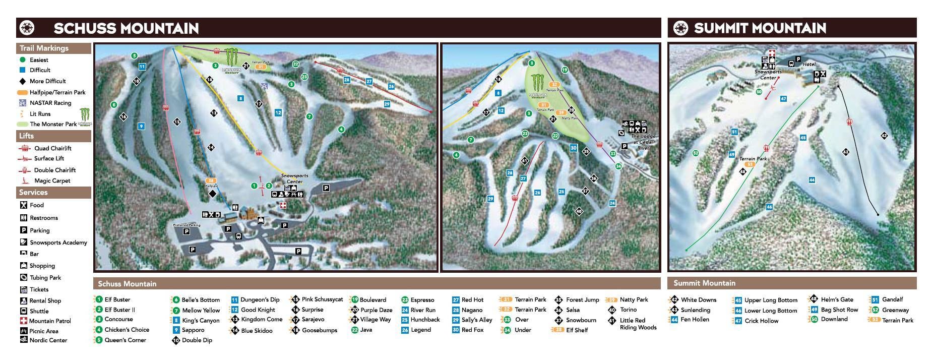 Shanty Creek Resorts – Summit Mountain trail map