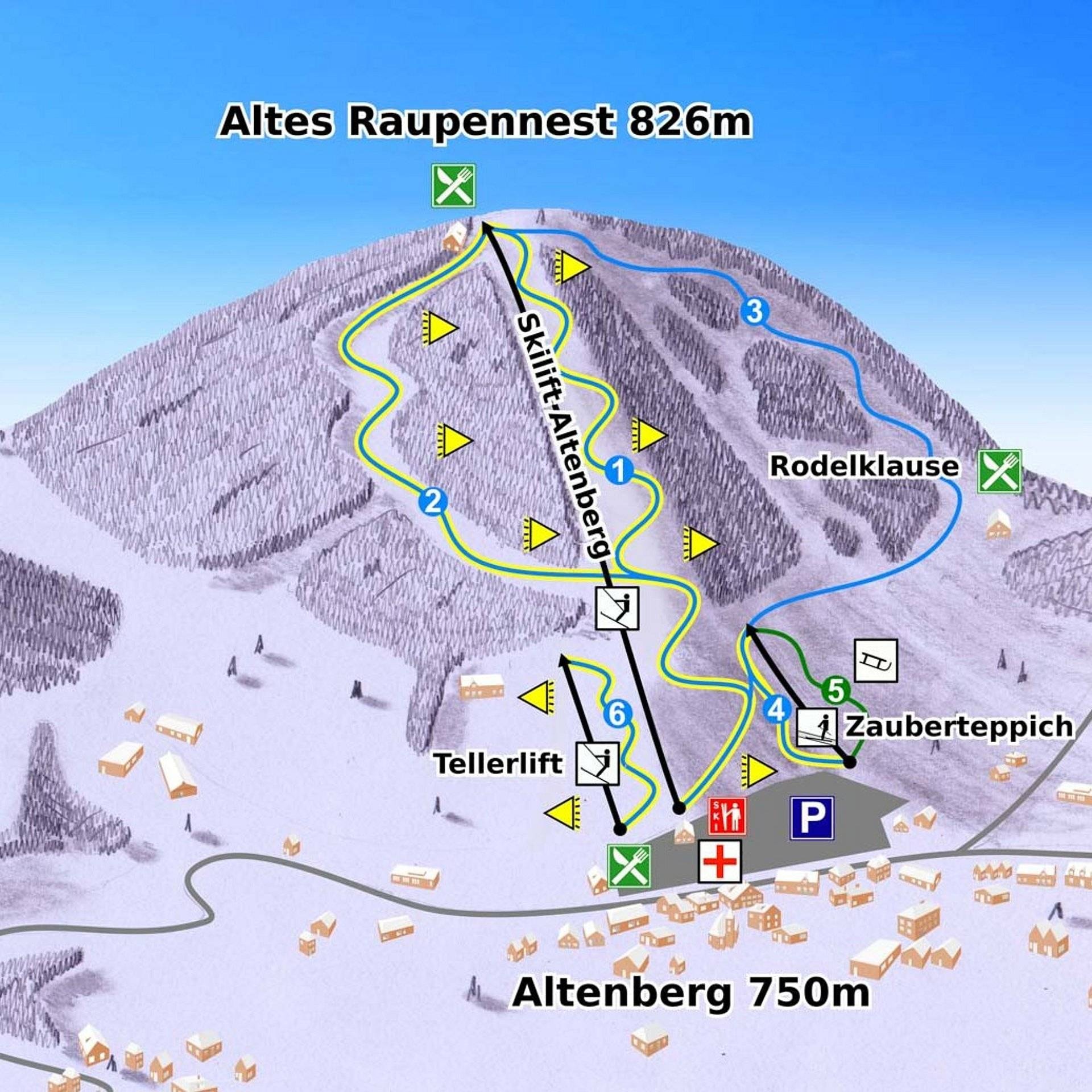 Raupennesthang – Altenberg trail map