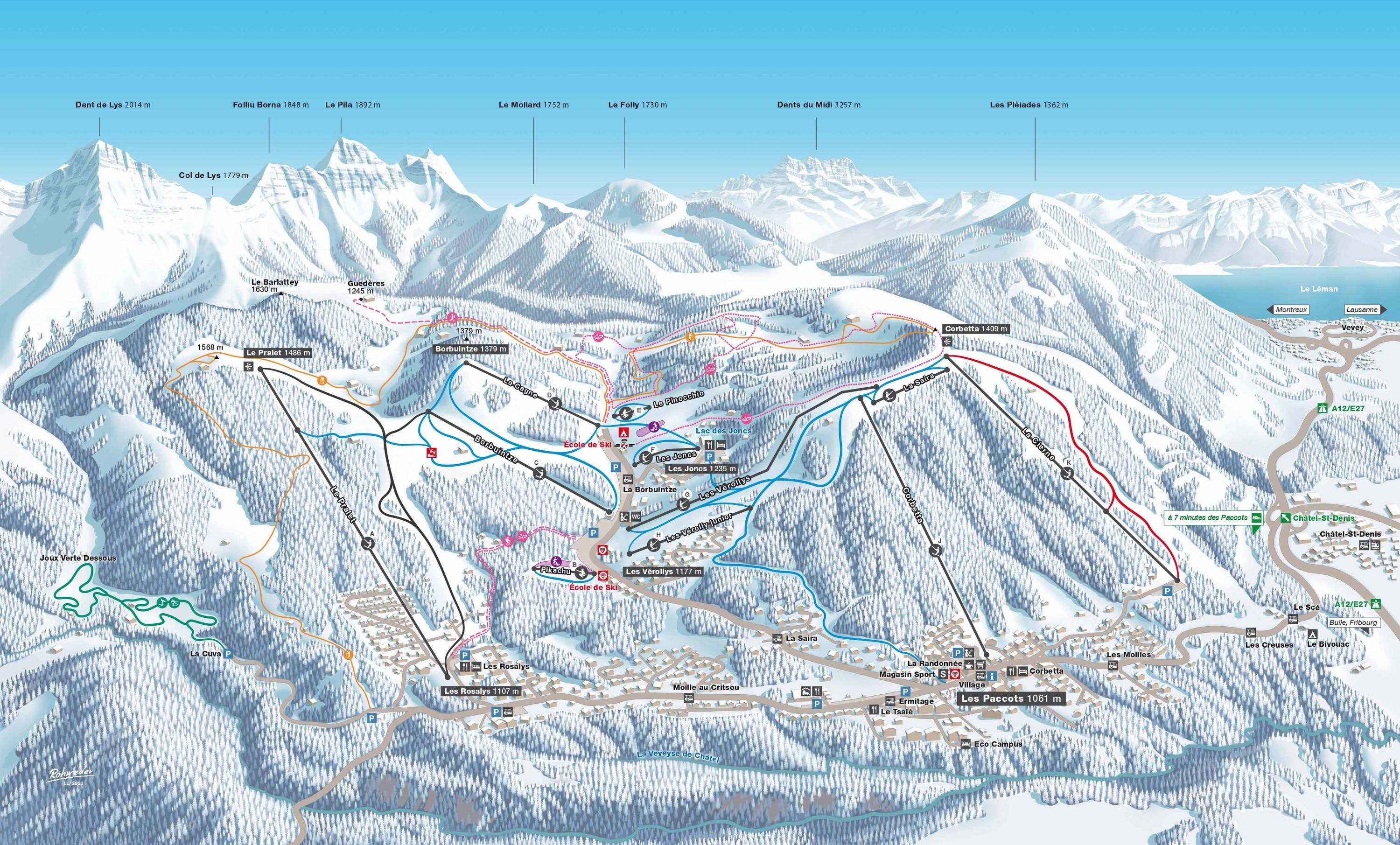 Les Paccots/Châtel-St-Denis – Corbetta trail map