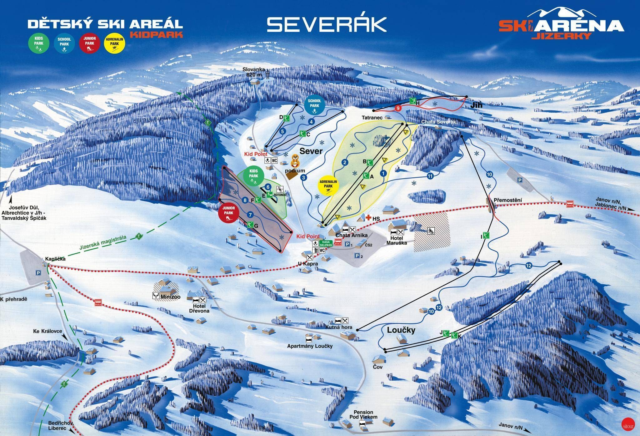 Severák trail map