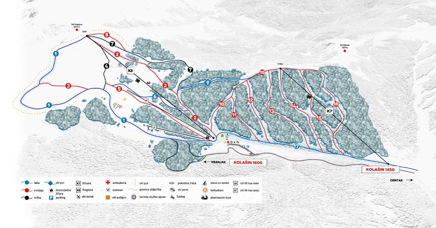 Kolašin 1450/Kolašin 1600 trail map
