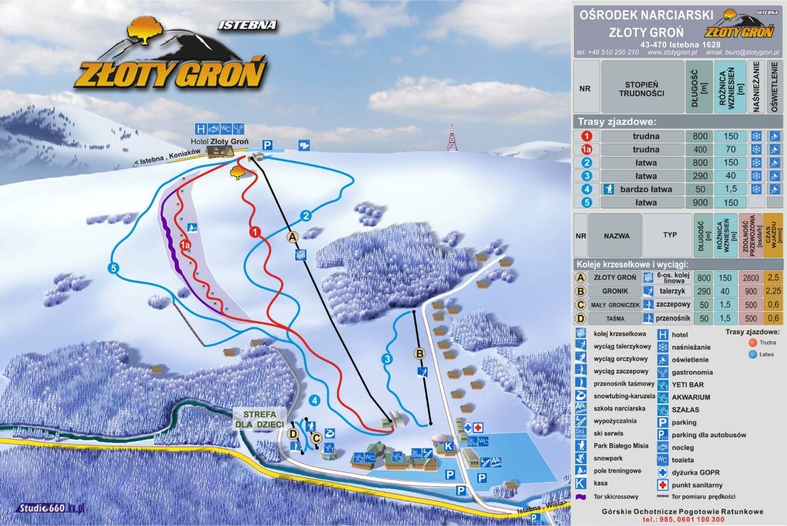 Złoty Groń trail map