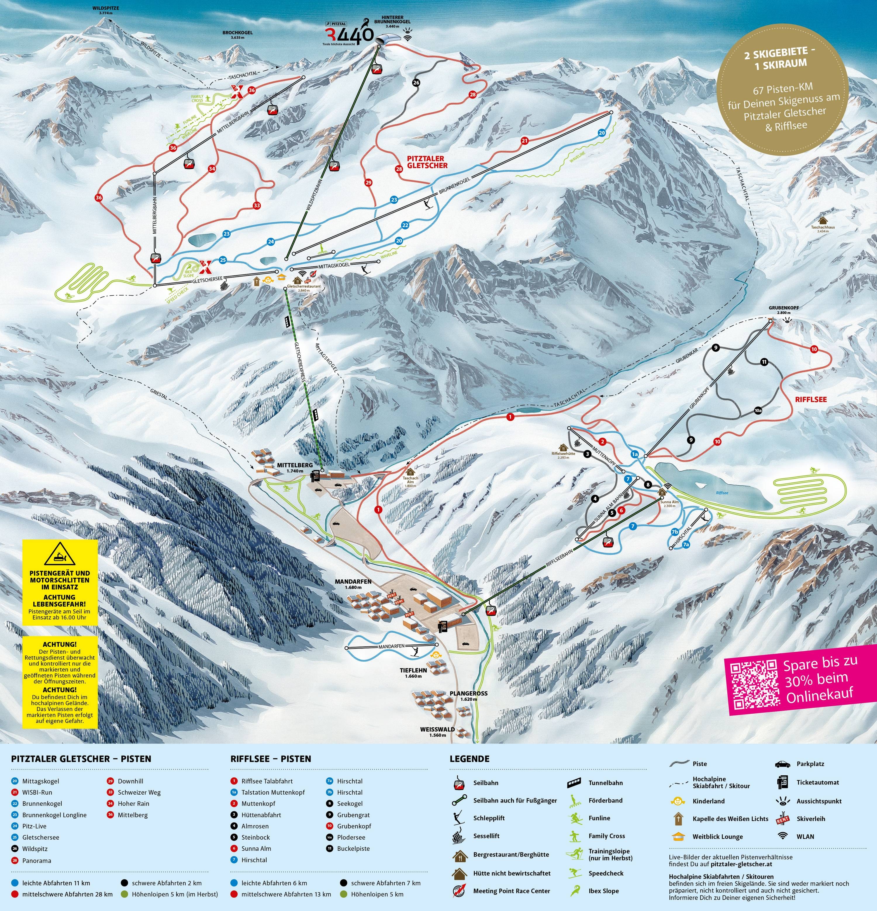 Pitztal Glacier (Pitztaler Gletscher) trail map