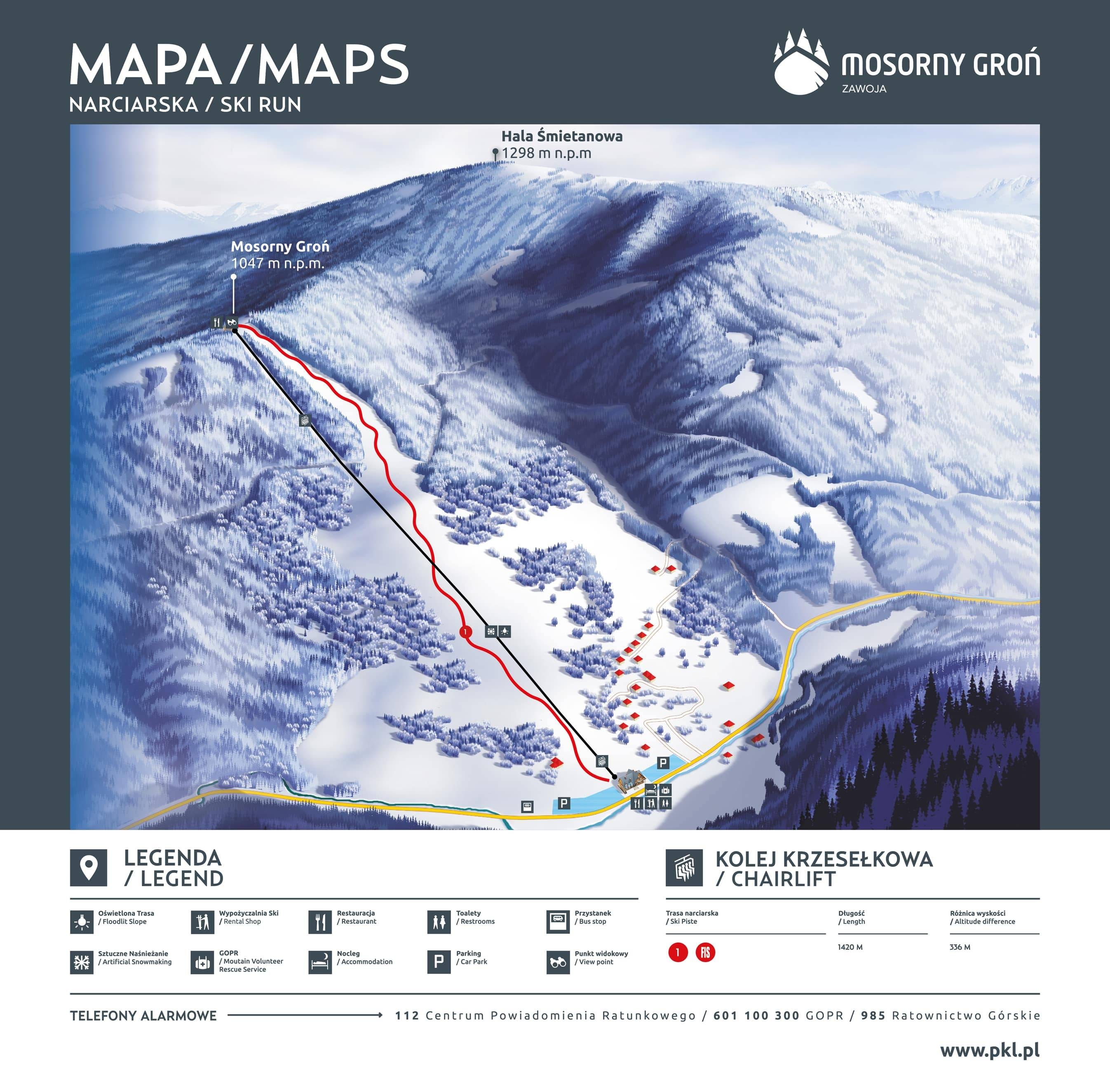 Mosorny Groń – Zawoja trail map