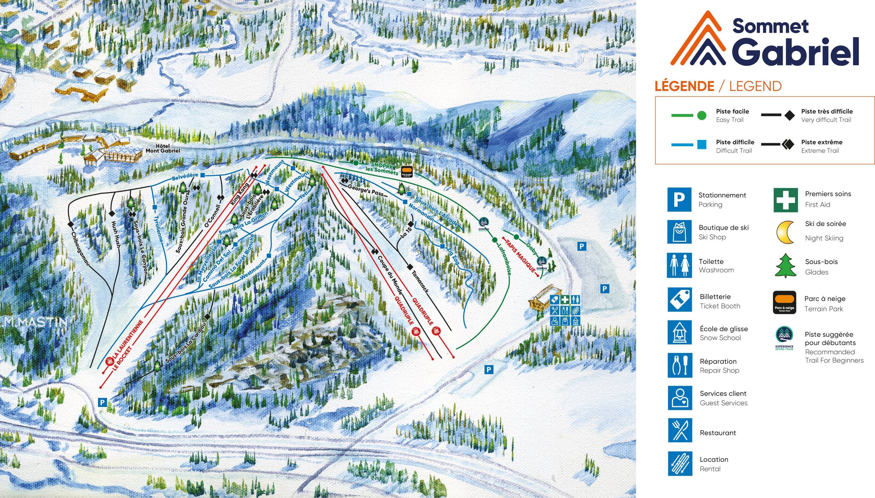 Sommet Gabriel trail map