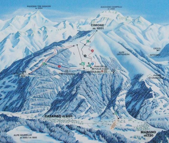 Pian delle Betulle – Margno trail map