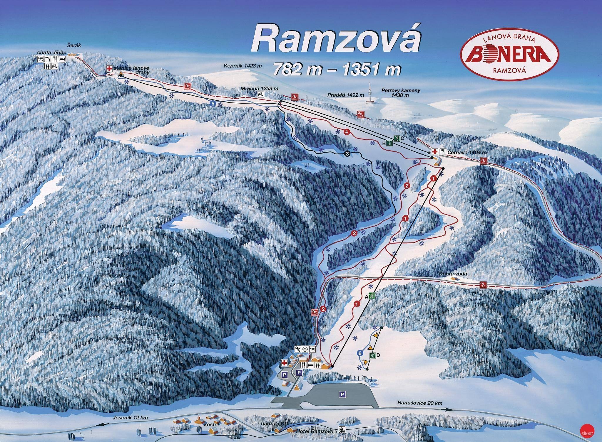 Ramzová-Bonera – Šerák trail map