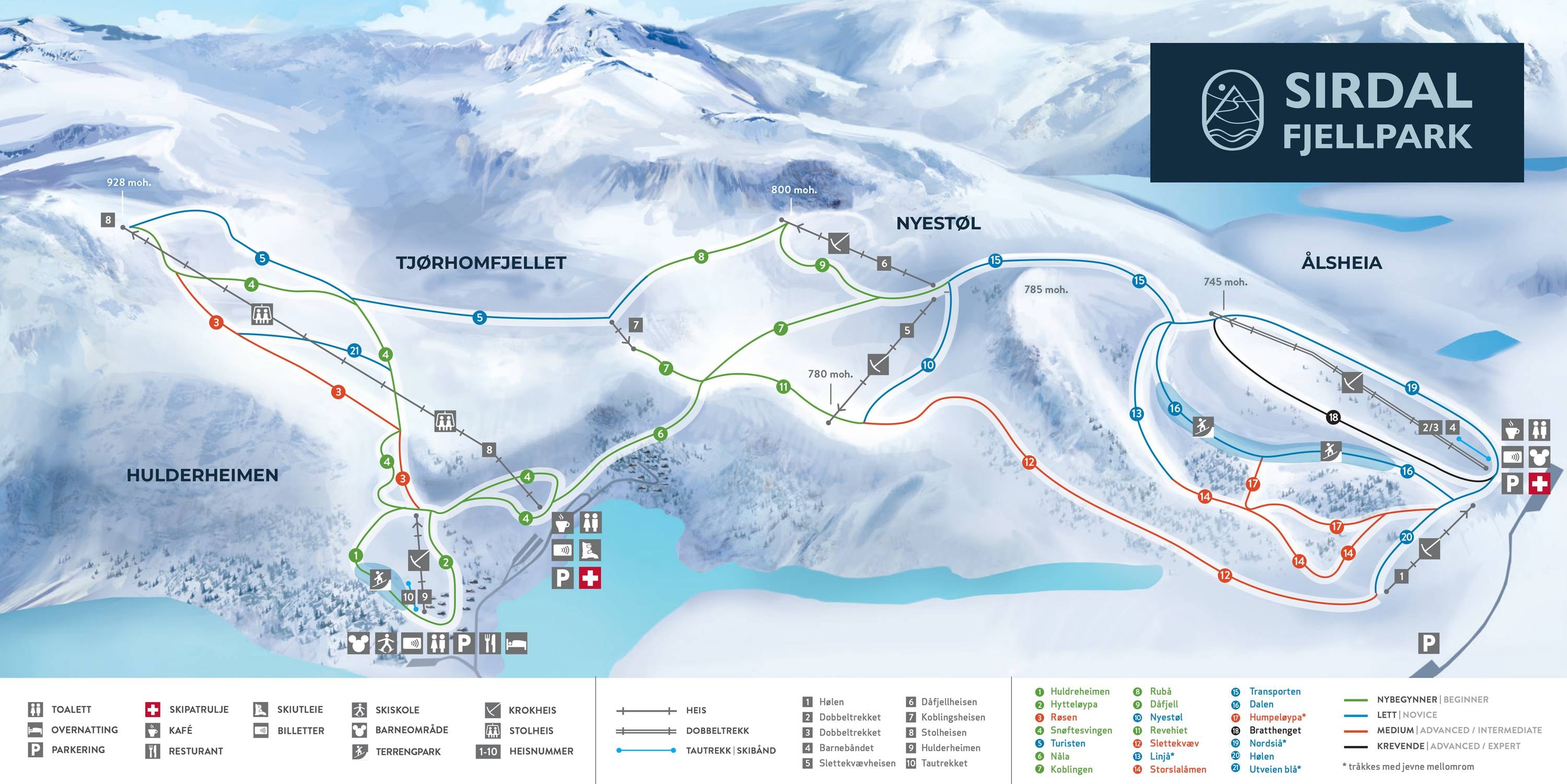 Tjørhomfjellet/Ålsheia Skisenter – Sirdal trail map