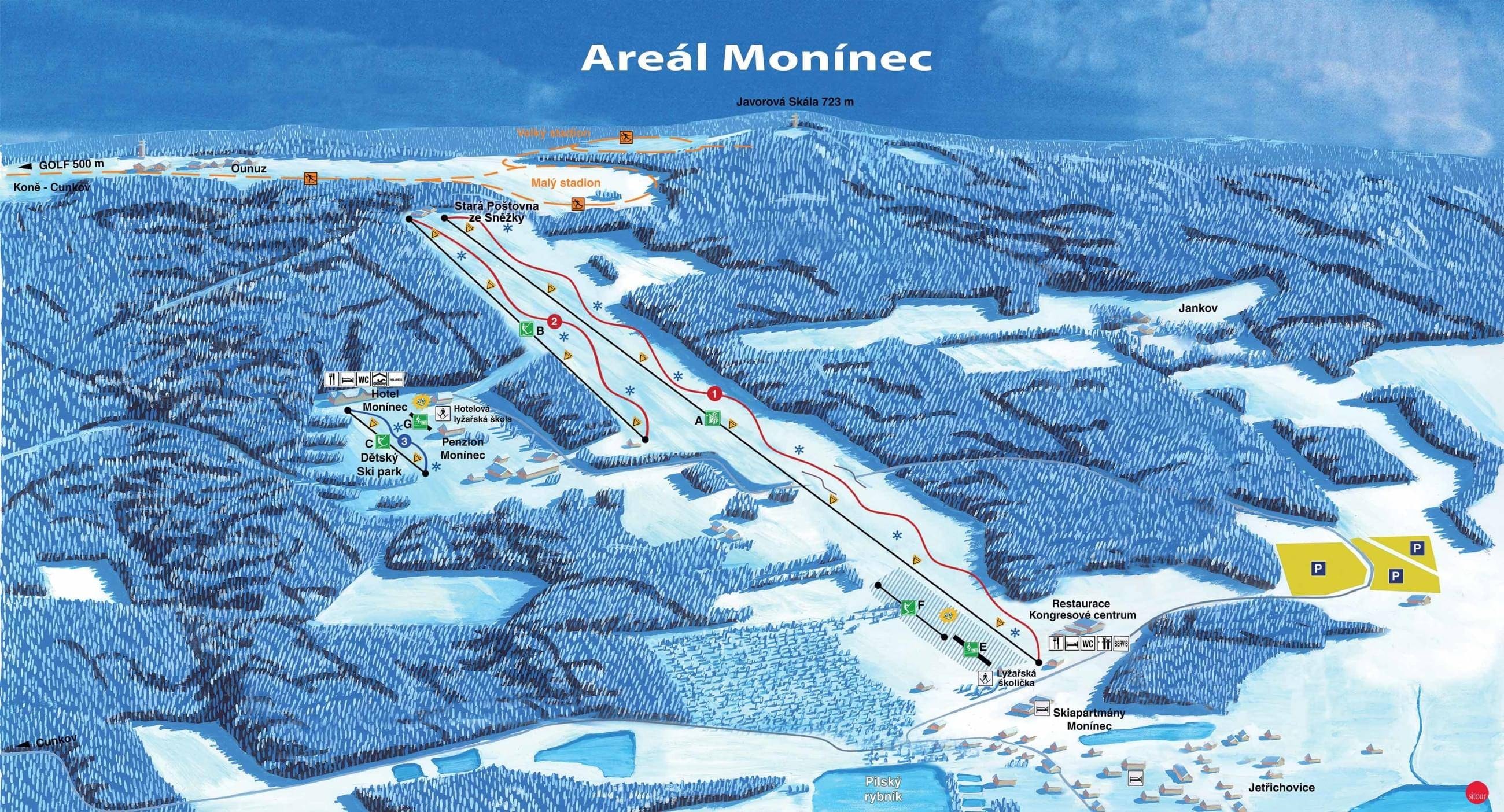Monínec – Sedlec-Prčice trail map