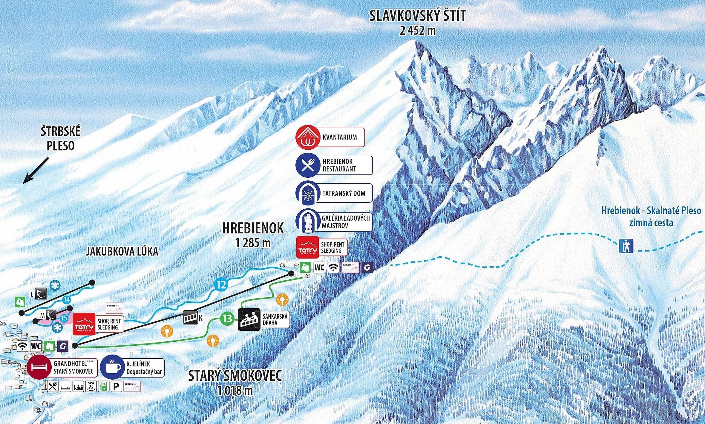 Starý Smokovec – Hrebienok trail map