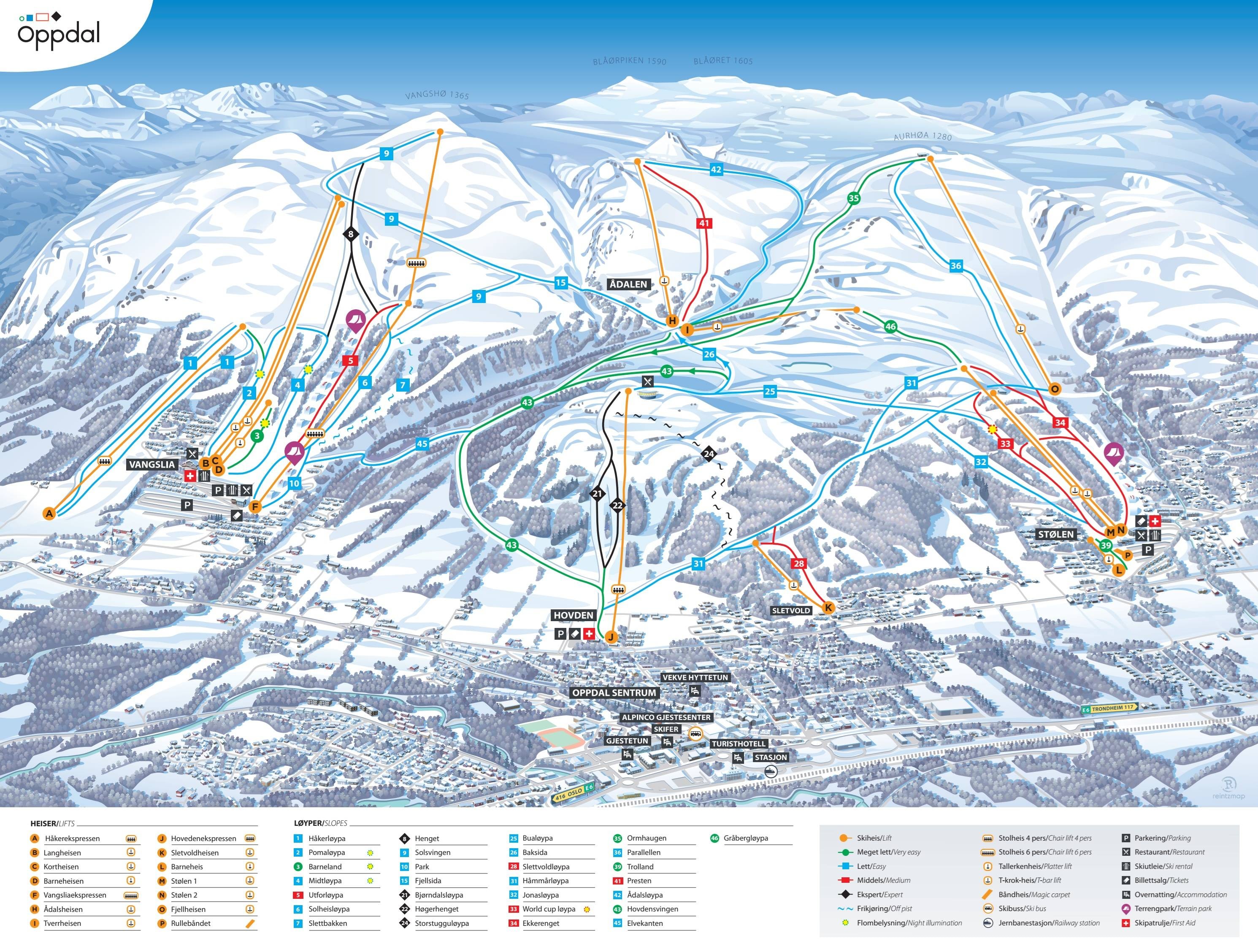 Oppdal trail map