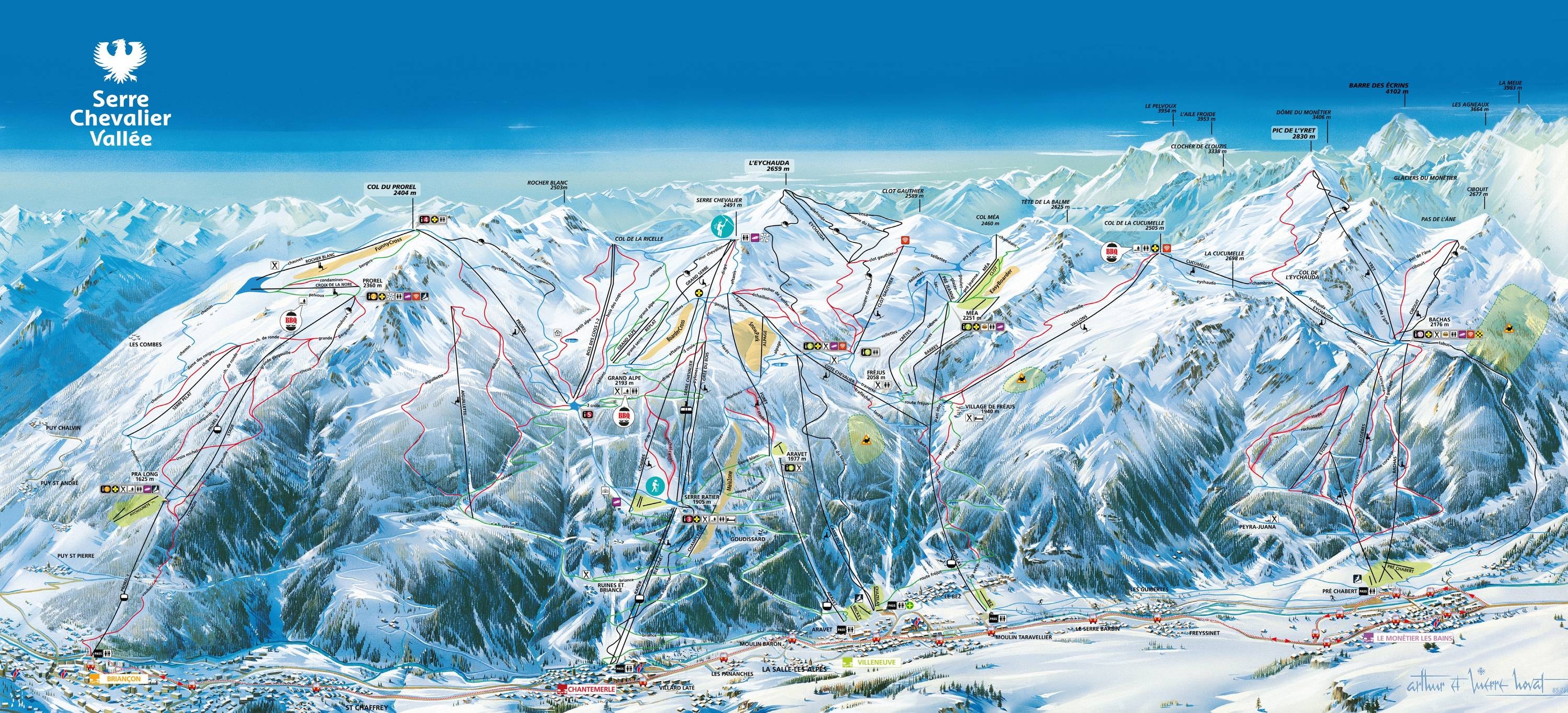 Serre Chevalier – Briançon/Chantemerle/Villeneuve-la-Salle/Le Monêtier-les-Bains trail map