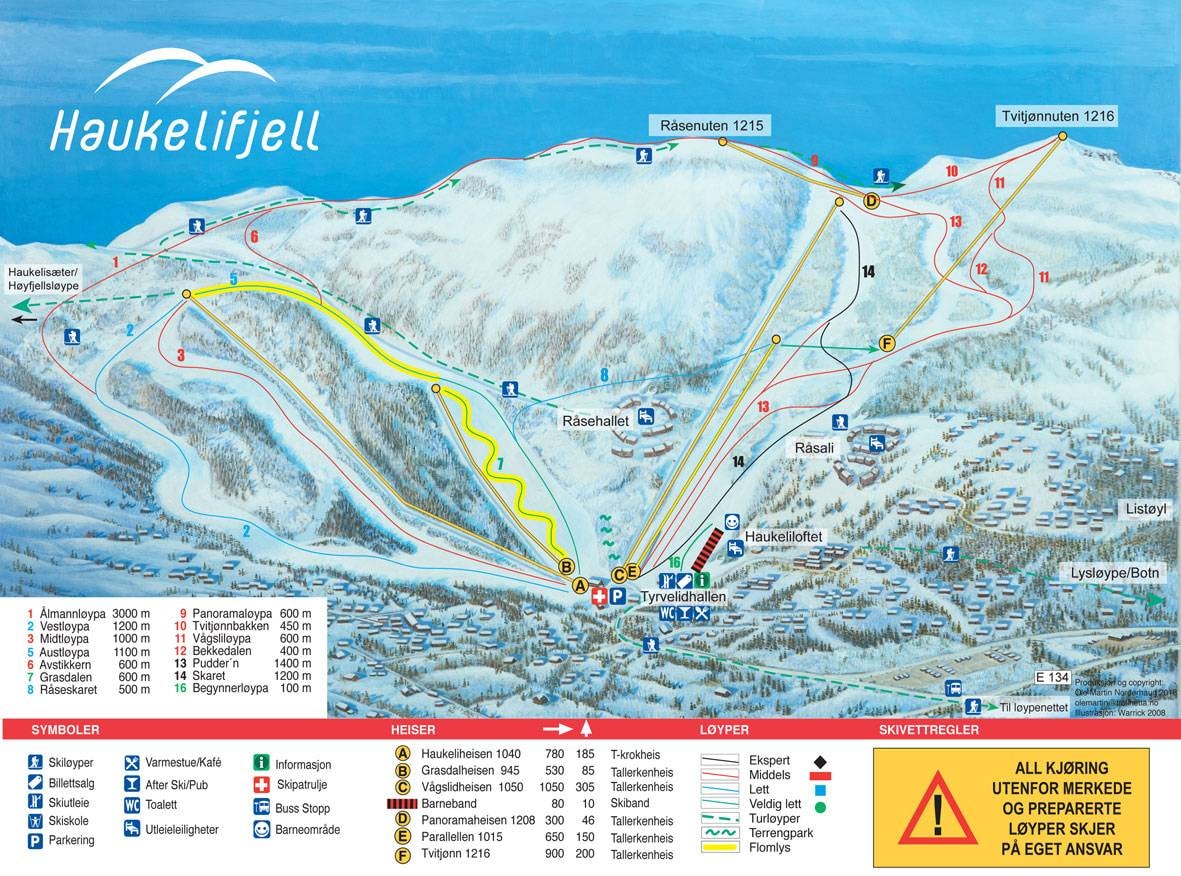 Haukelifjell Skisenter trail map