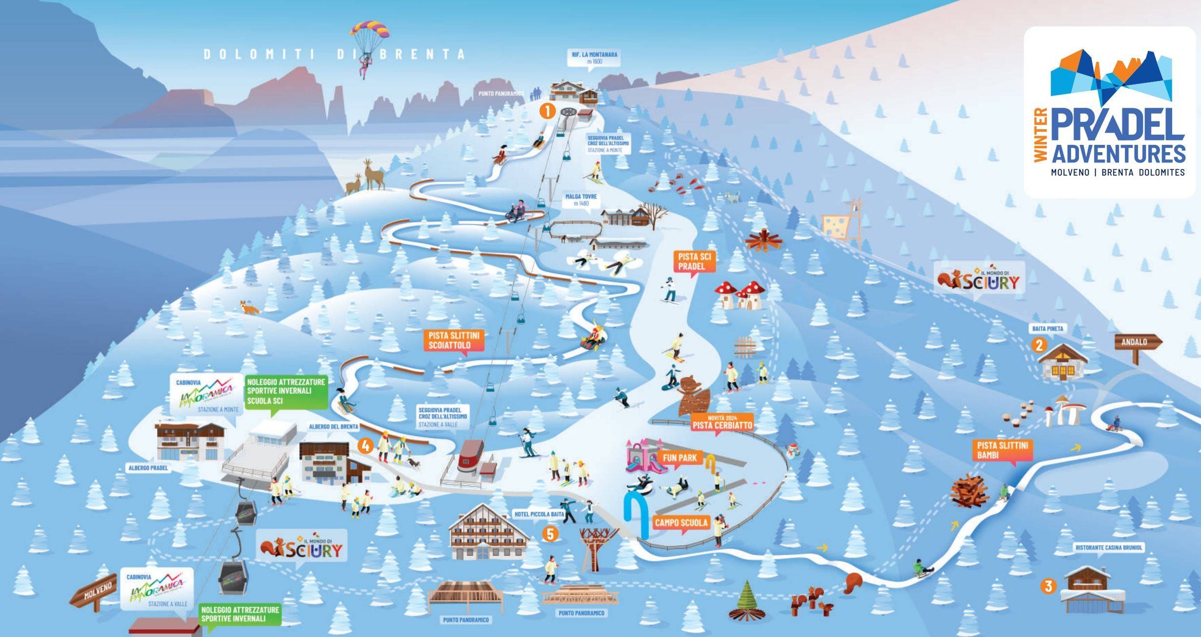 Pradel – Molveno trail map