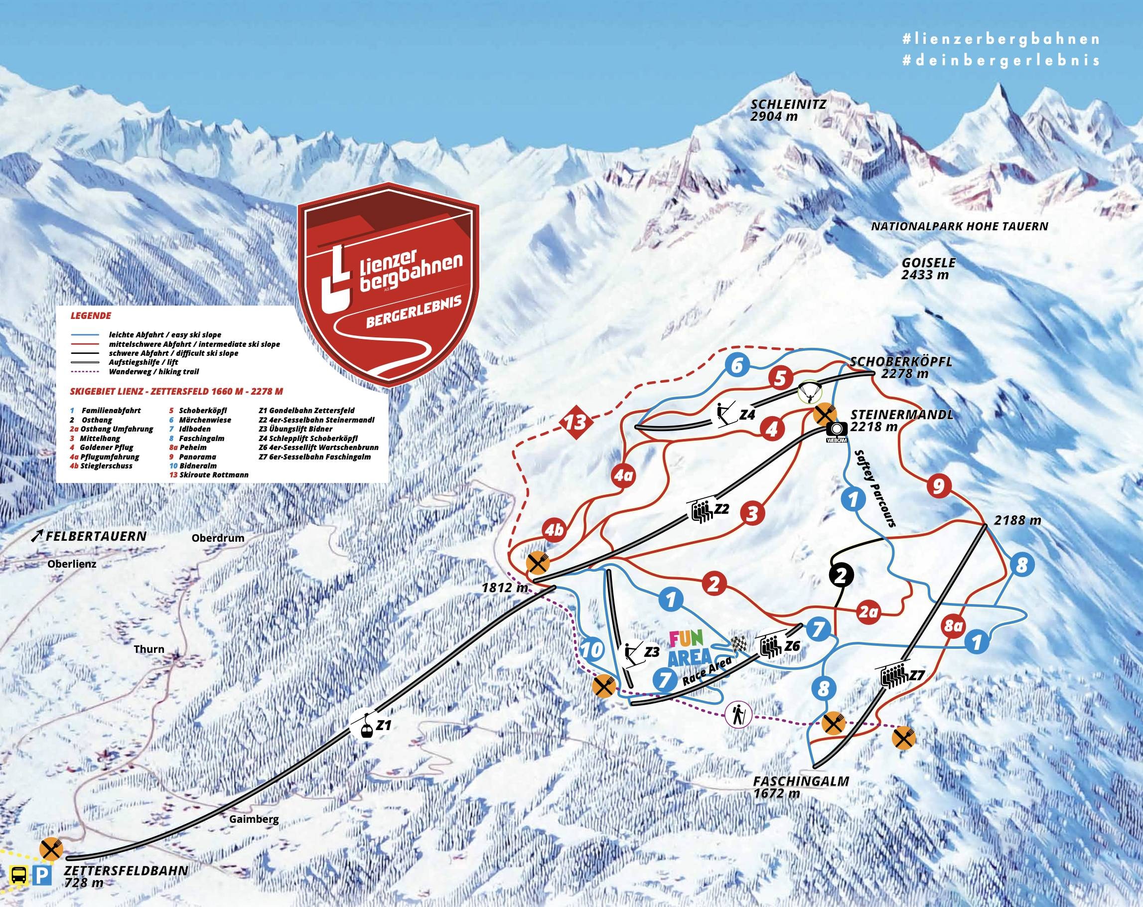 Zettersfeld – Lienz trail map