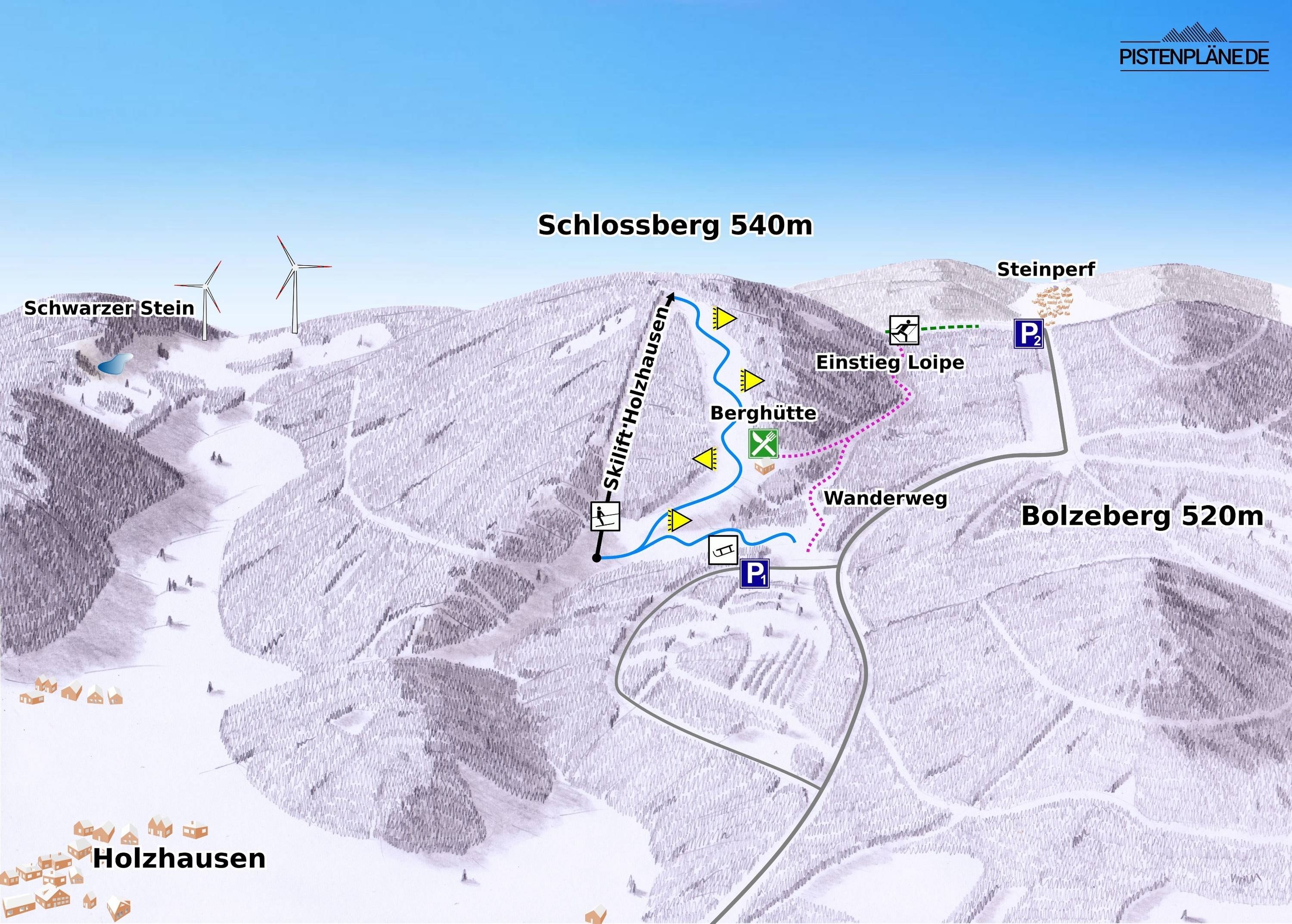 Holzhausen – Schlossberg trail map