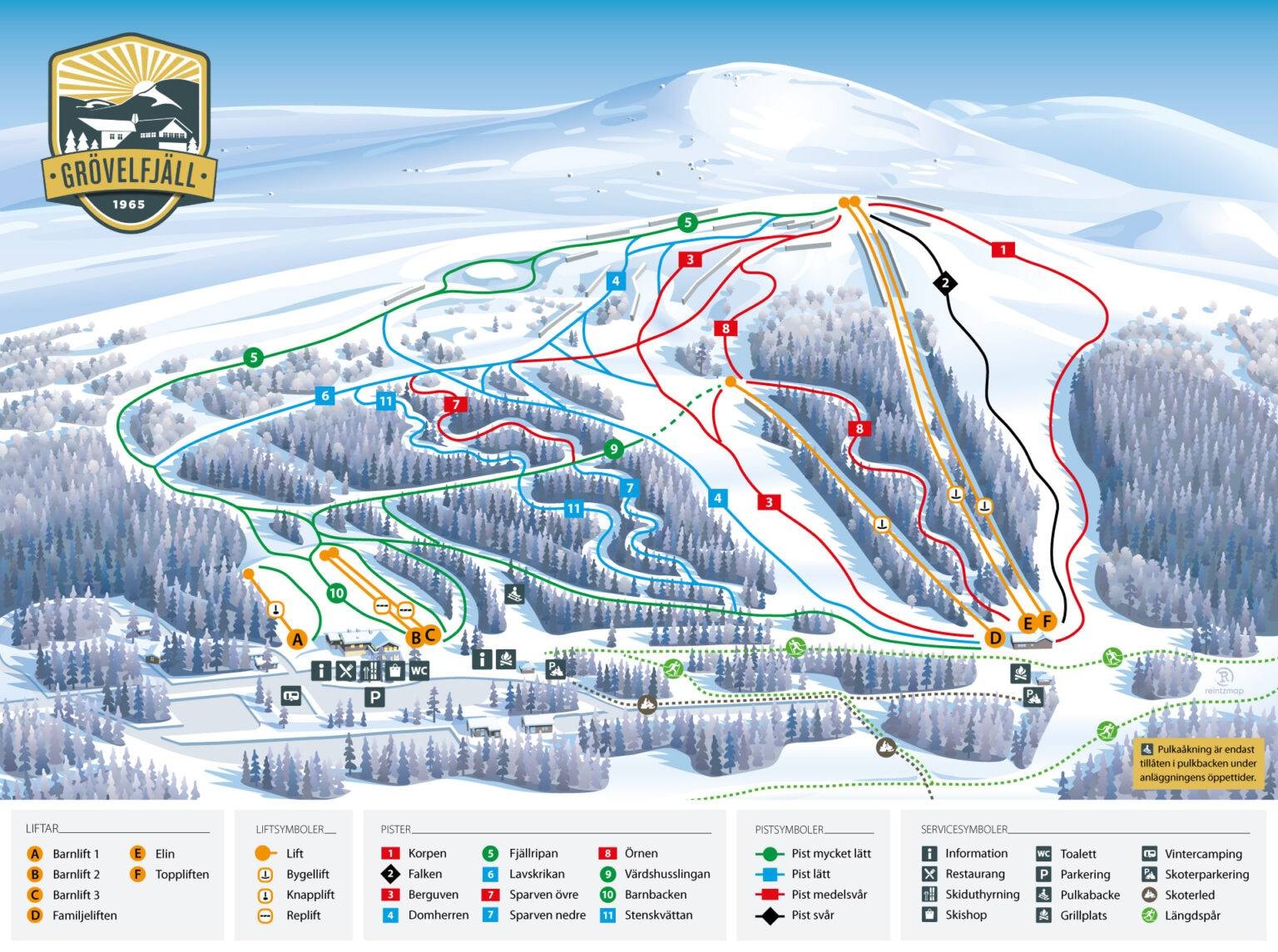Grövelfjäll trail map