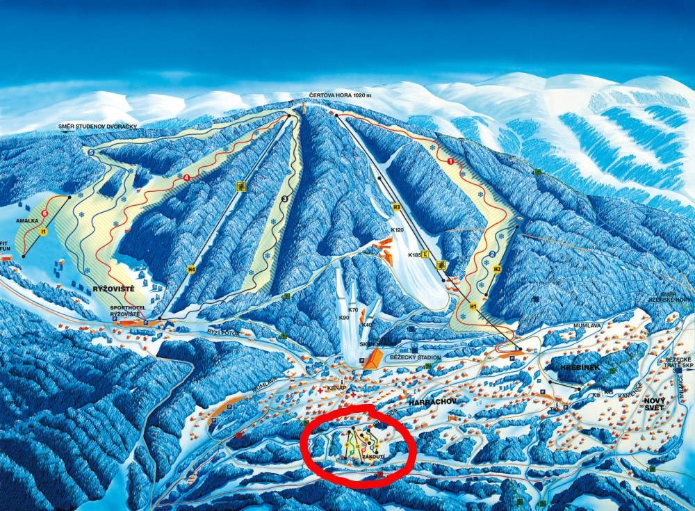 Zákoutí – Harrachov trail map