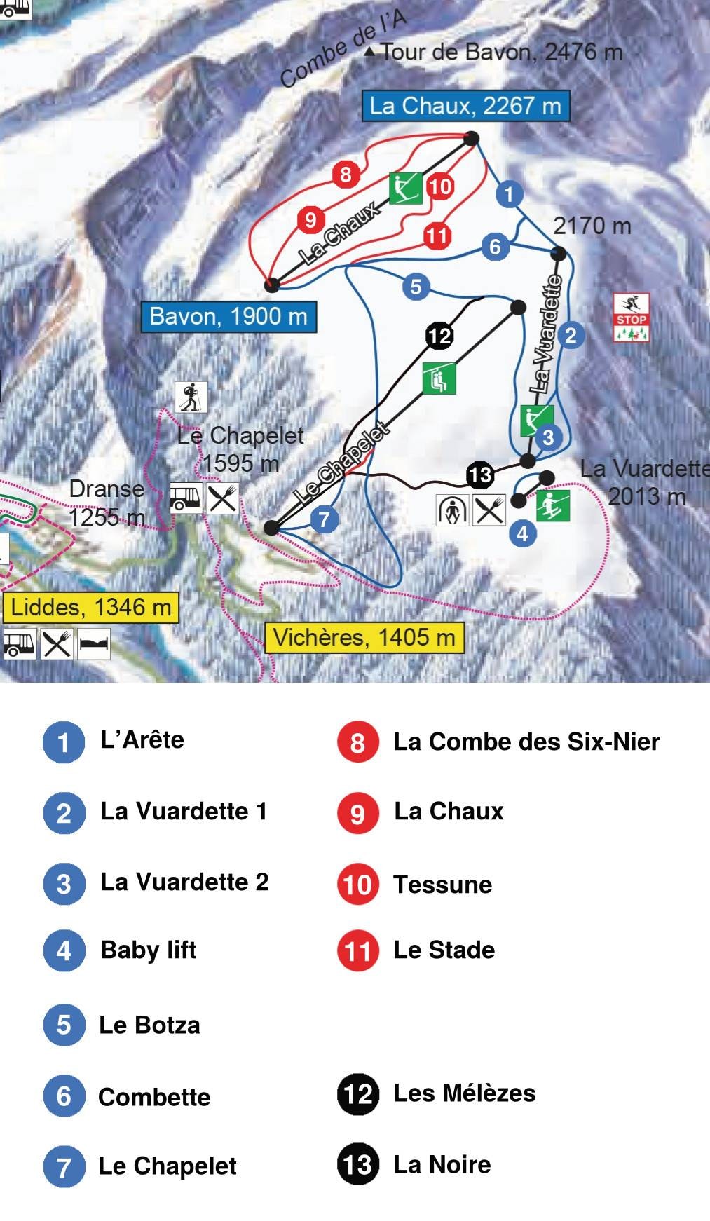 Vichères (Liddes) trail map