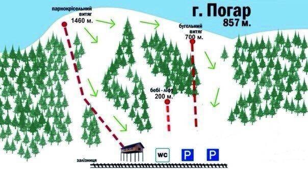 Mt. Pohar (Погар) – Slavske (Славське) trail map