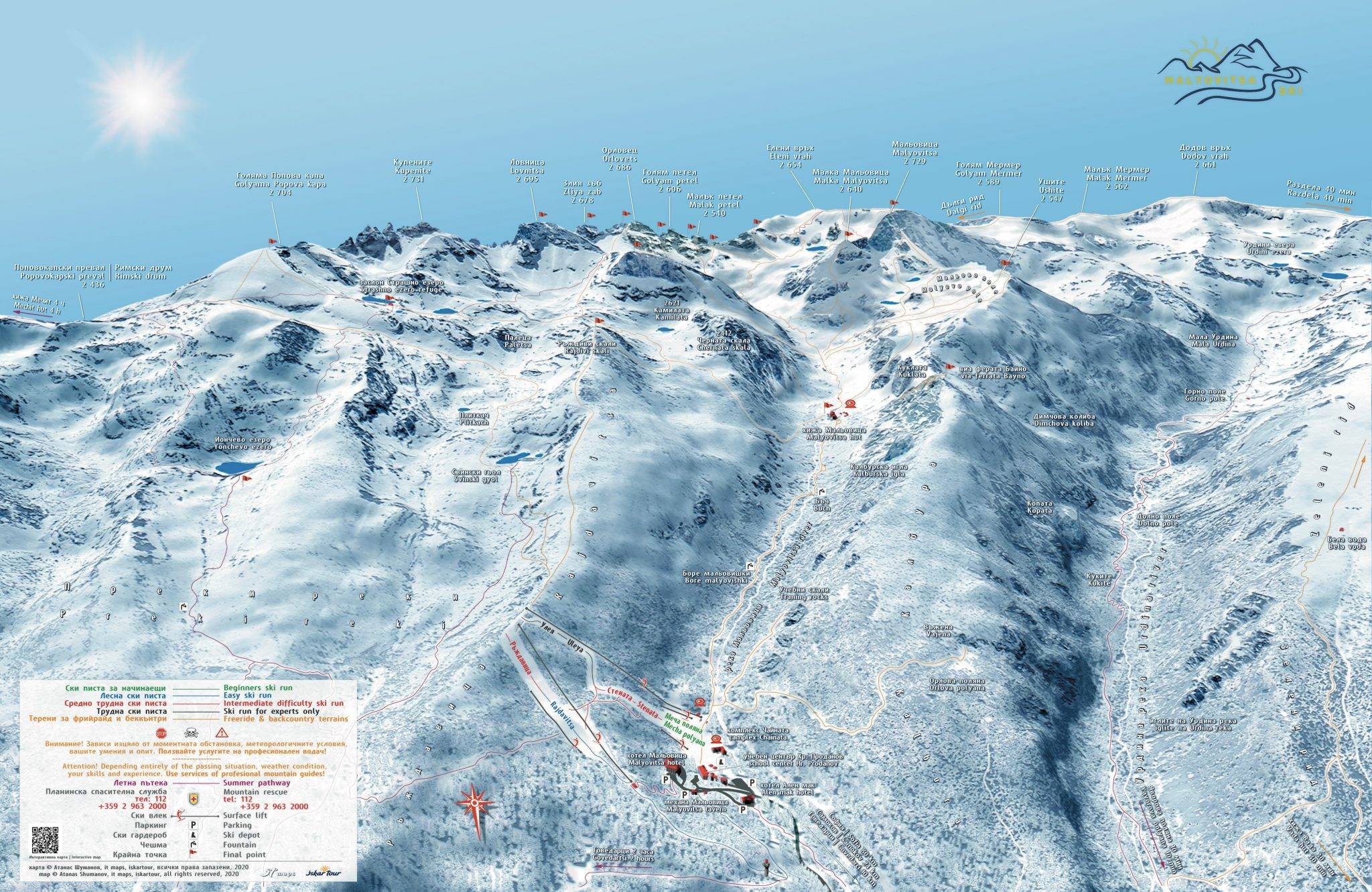 Malyovitsa trail map