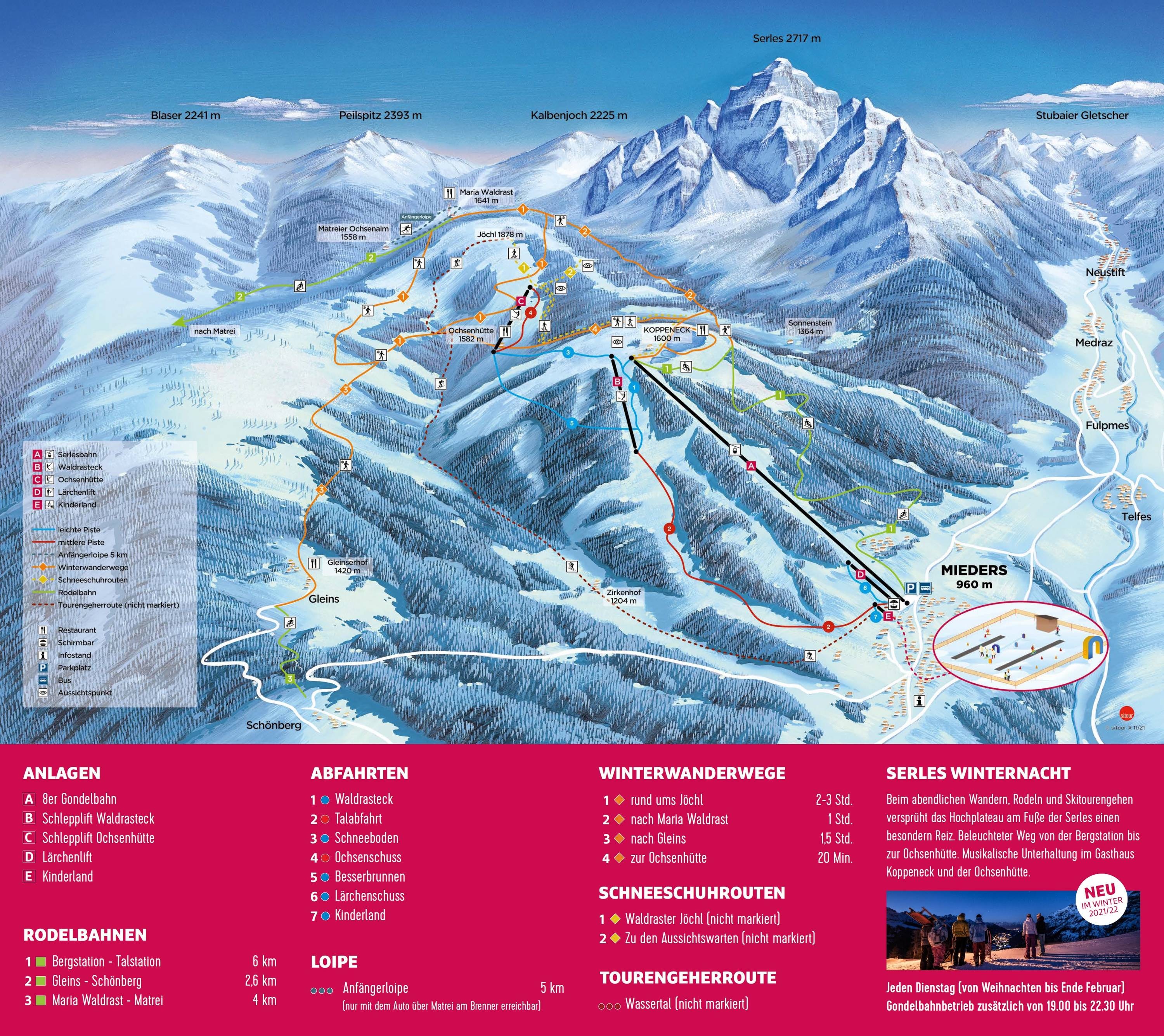 Serles – Mieders trail map