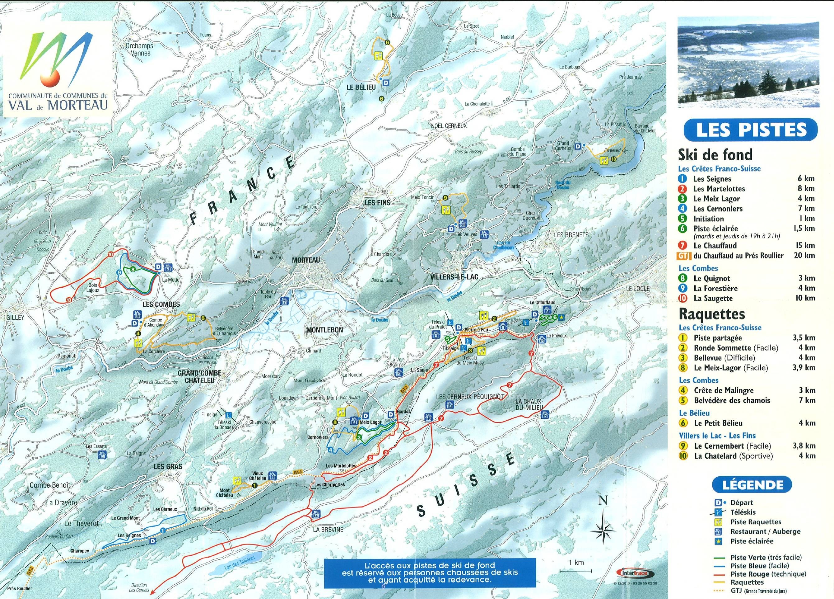 La Bonade – Grand Combe Chateleu (Val de Morteau) trail map