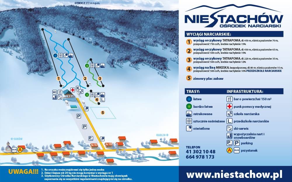 Niestachów trail map