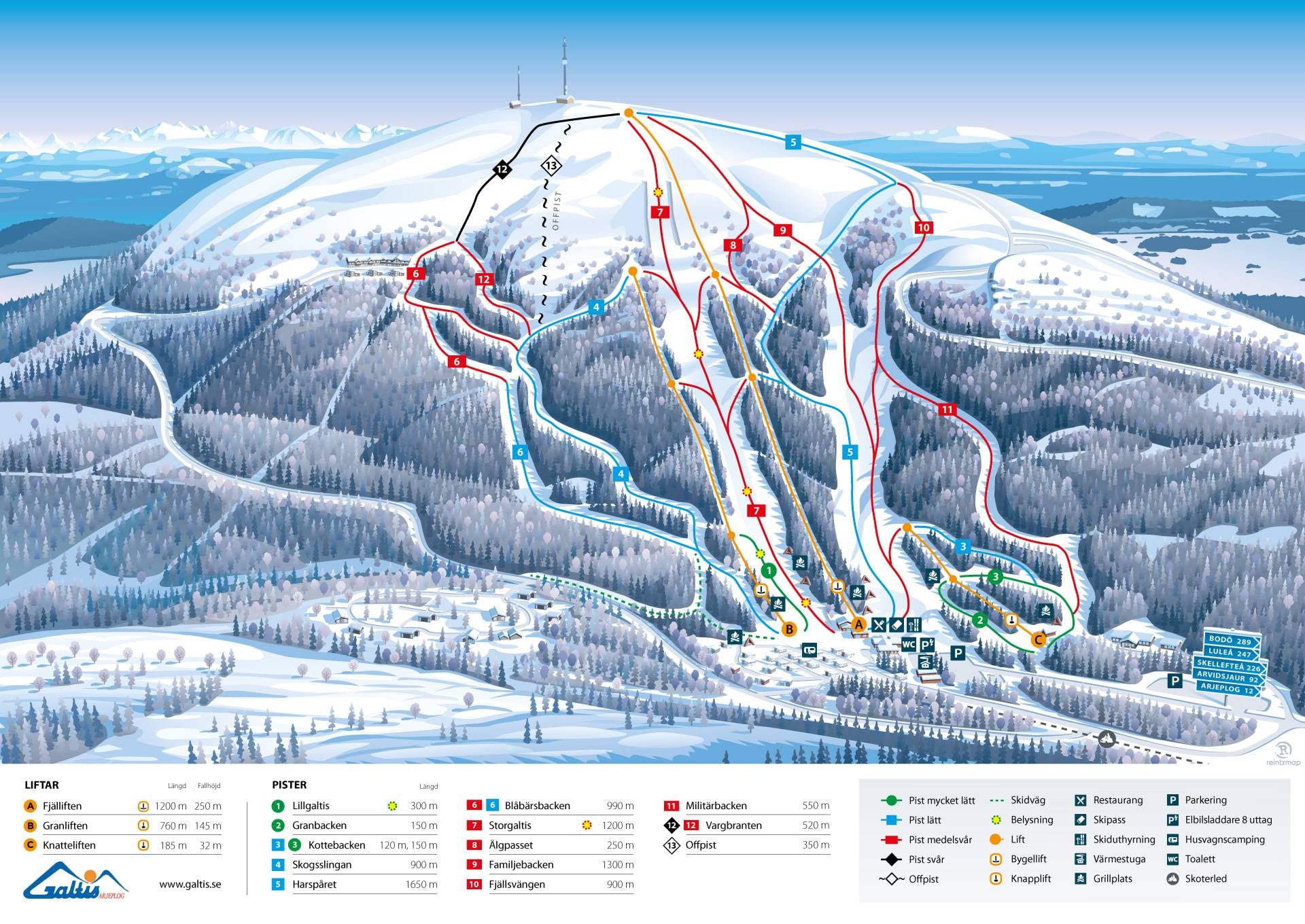 Galtis – Arjeplog trail map