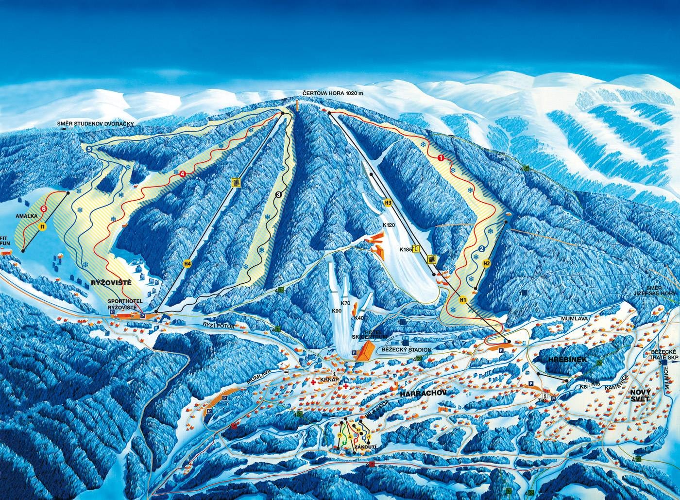 Čertova hora – Harrachov trail map