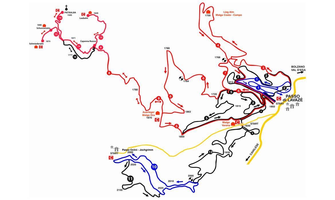 Malga Varena – Passo Lavazè trail map