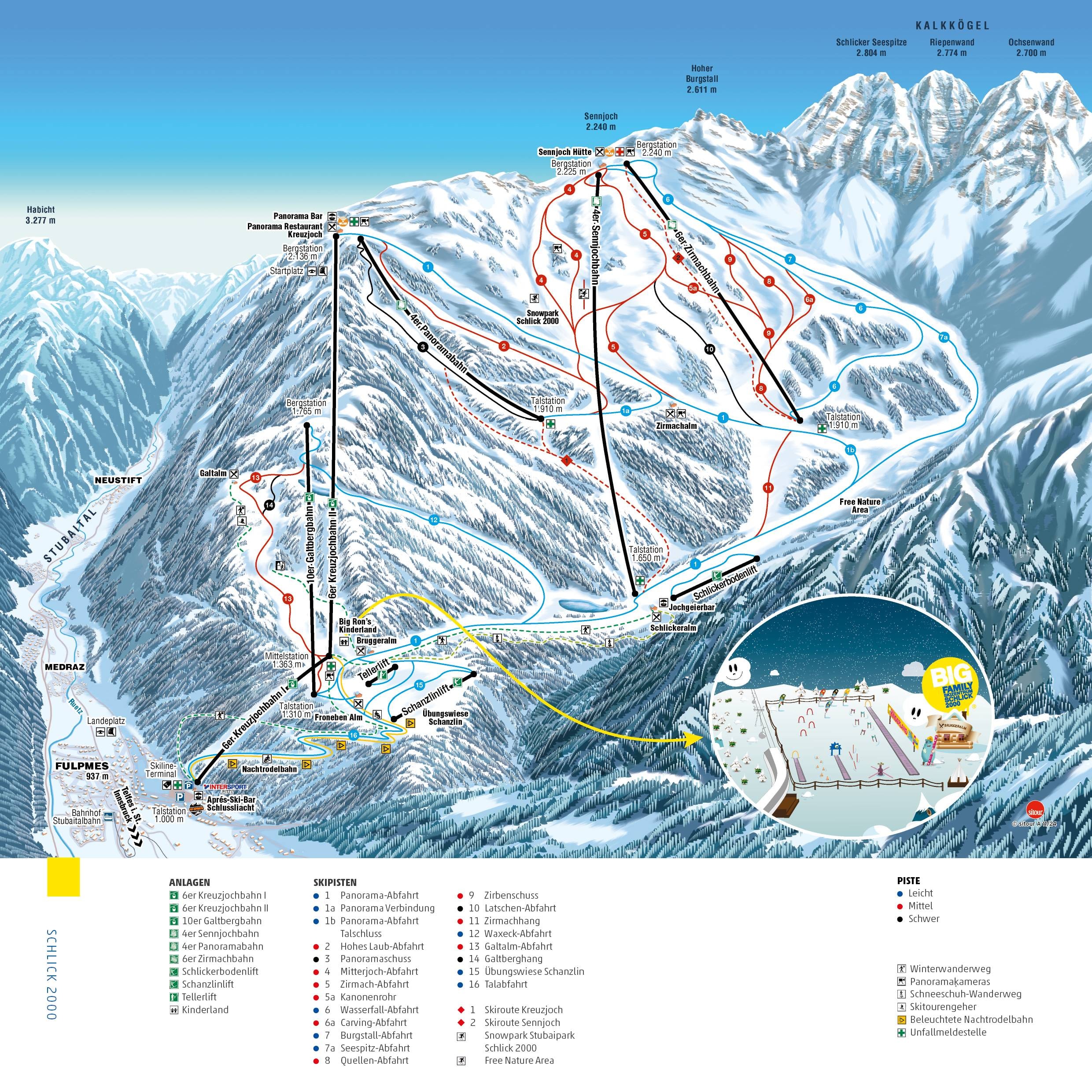 Schlick 2000 – Fulpmes trail map