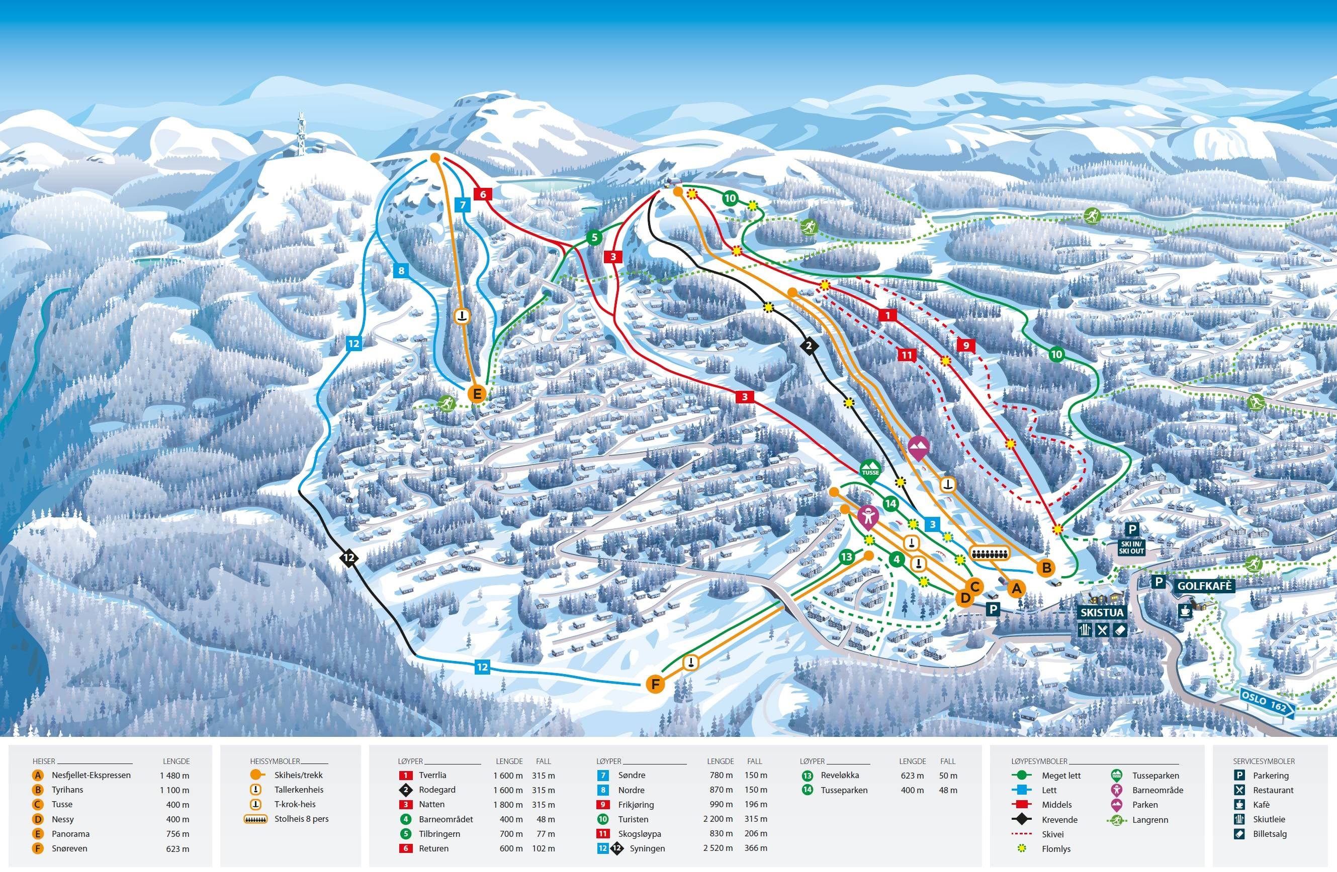 Nesfjellet – Nesbyen trail map