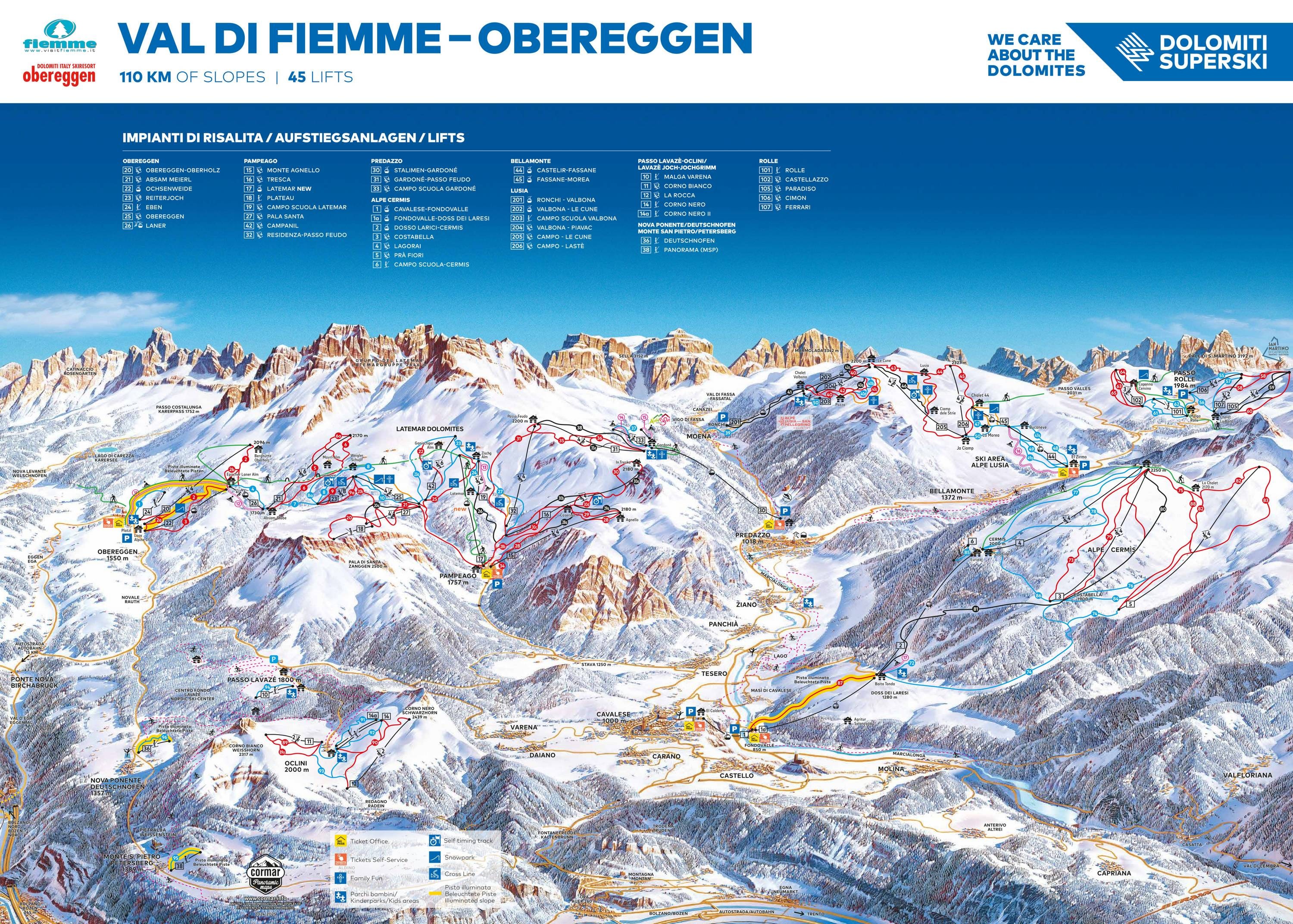 Latemar – Obereggen/Pampeago/Predazzo trail map