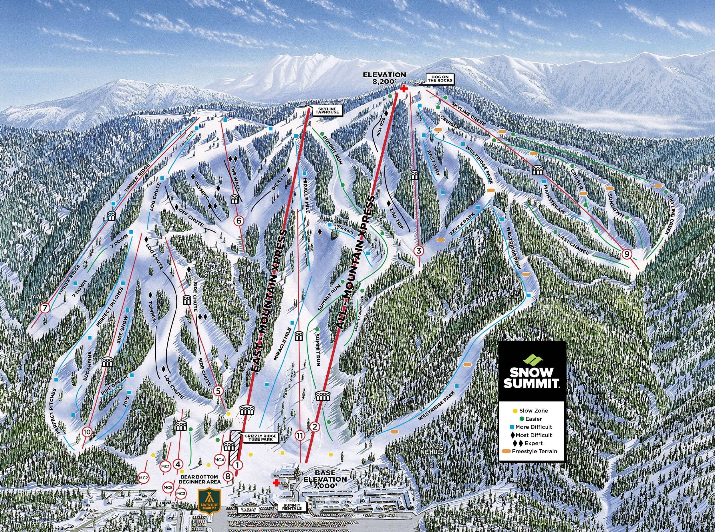 Snow Summit – Big Bear Lake trail map