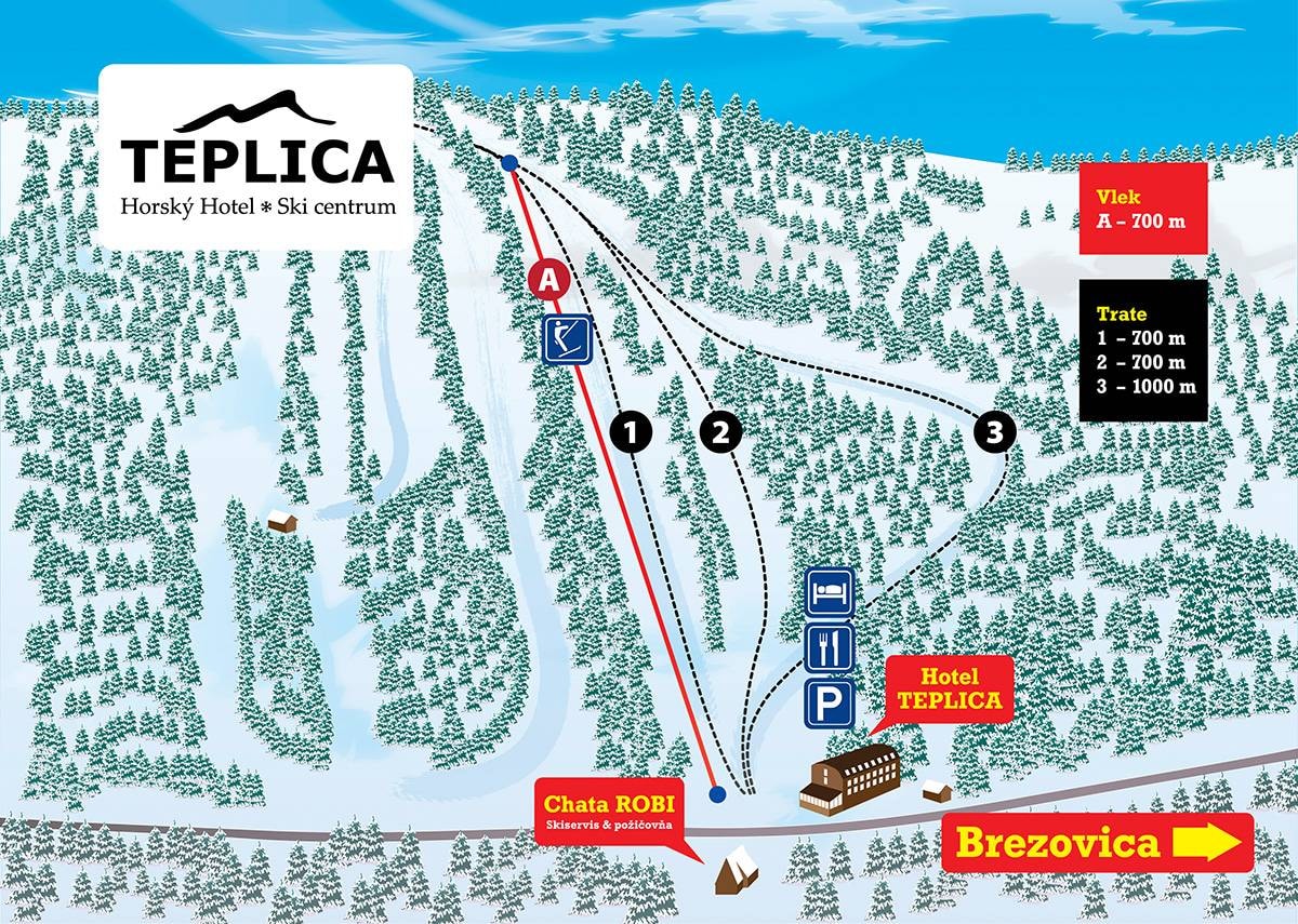 Teplica – Brezovica trail map