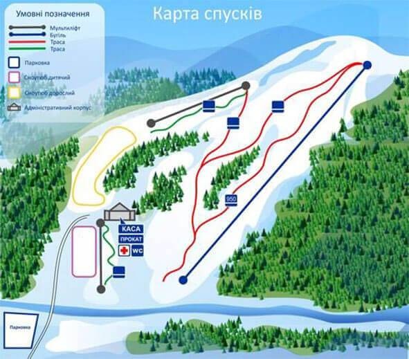 Kazkova Polyana trail map