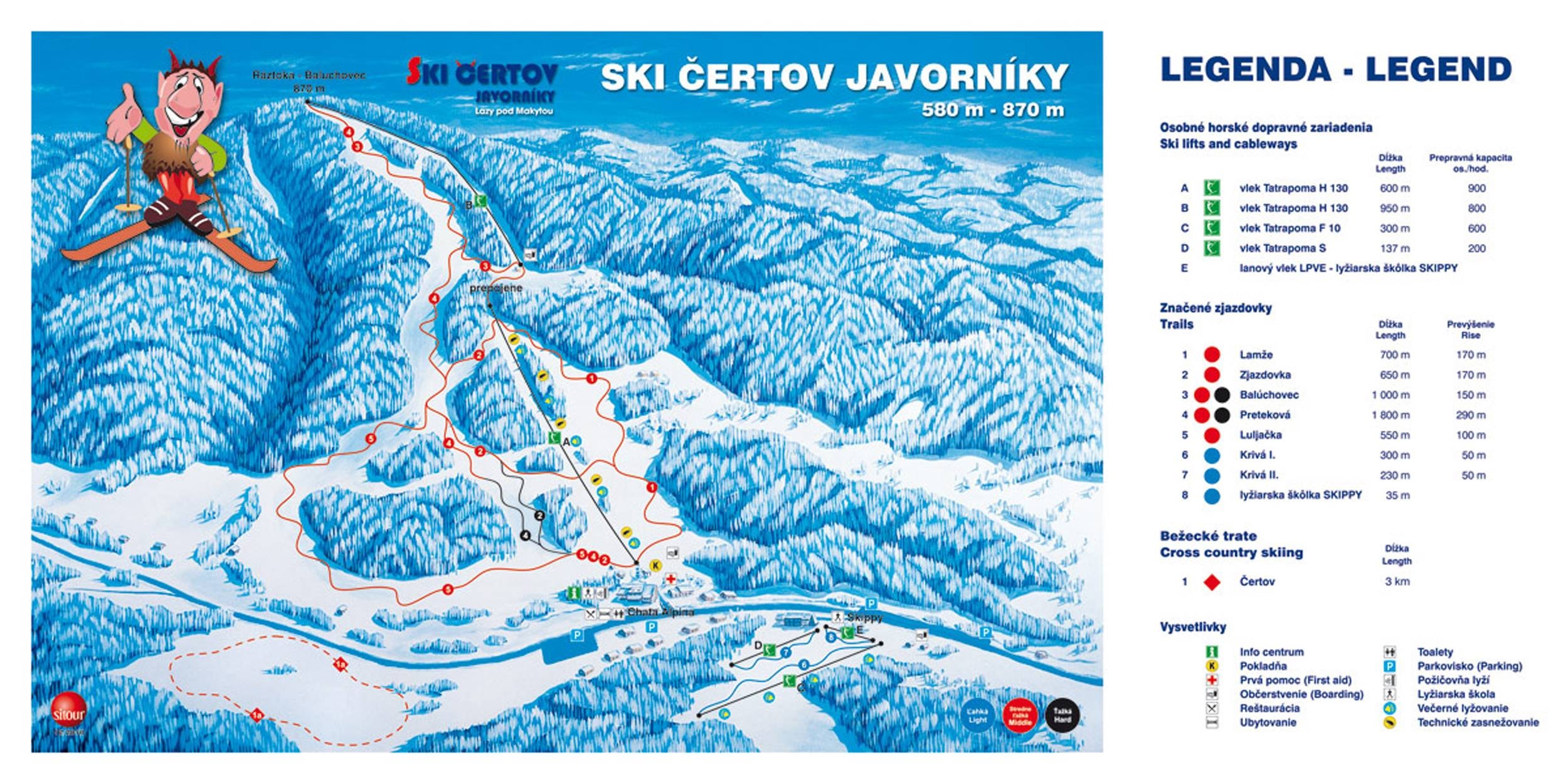 Čertov – Javorníky trail map