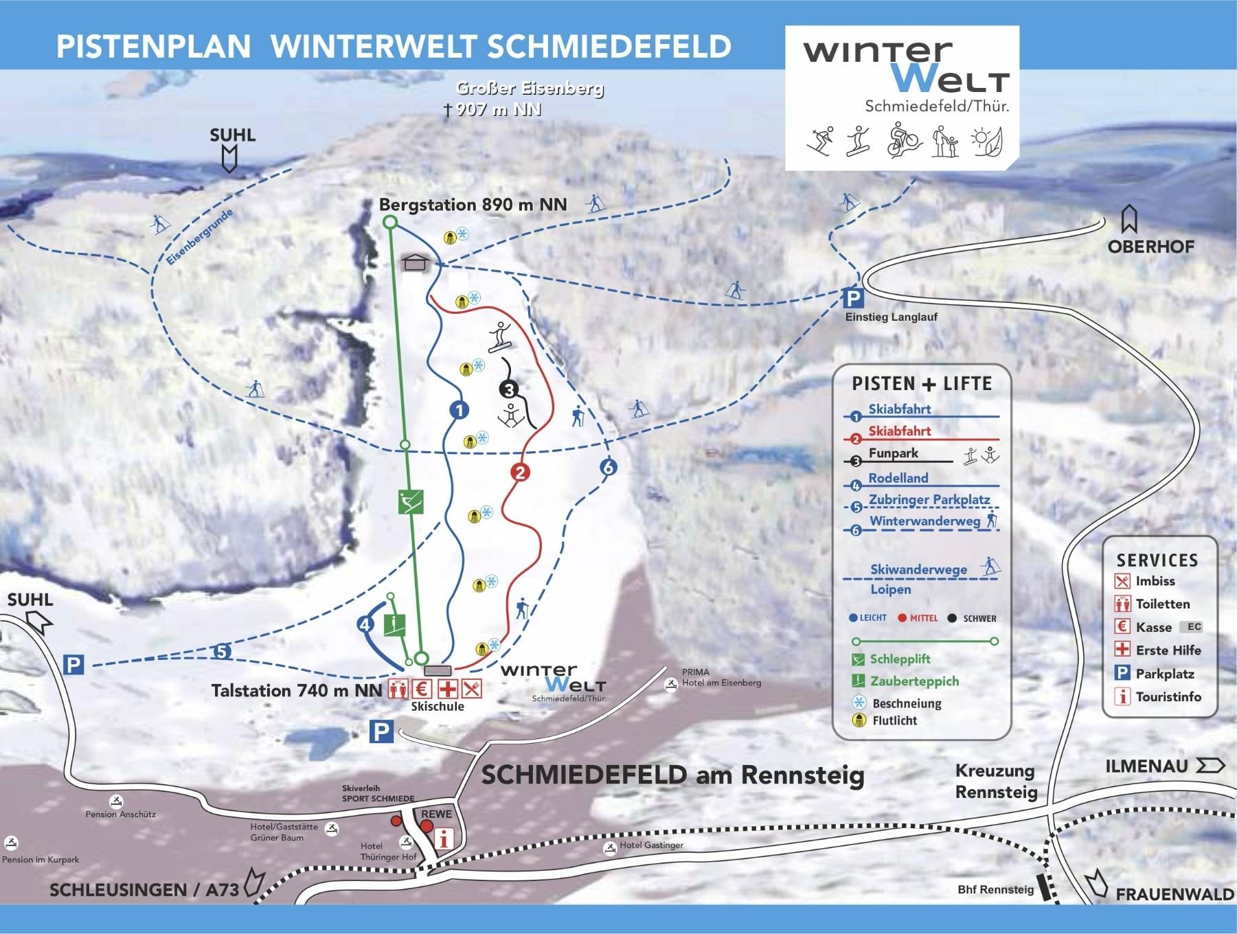 Schmiedefeld am Rennsteig trail map